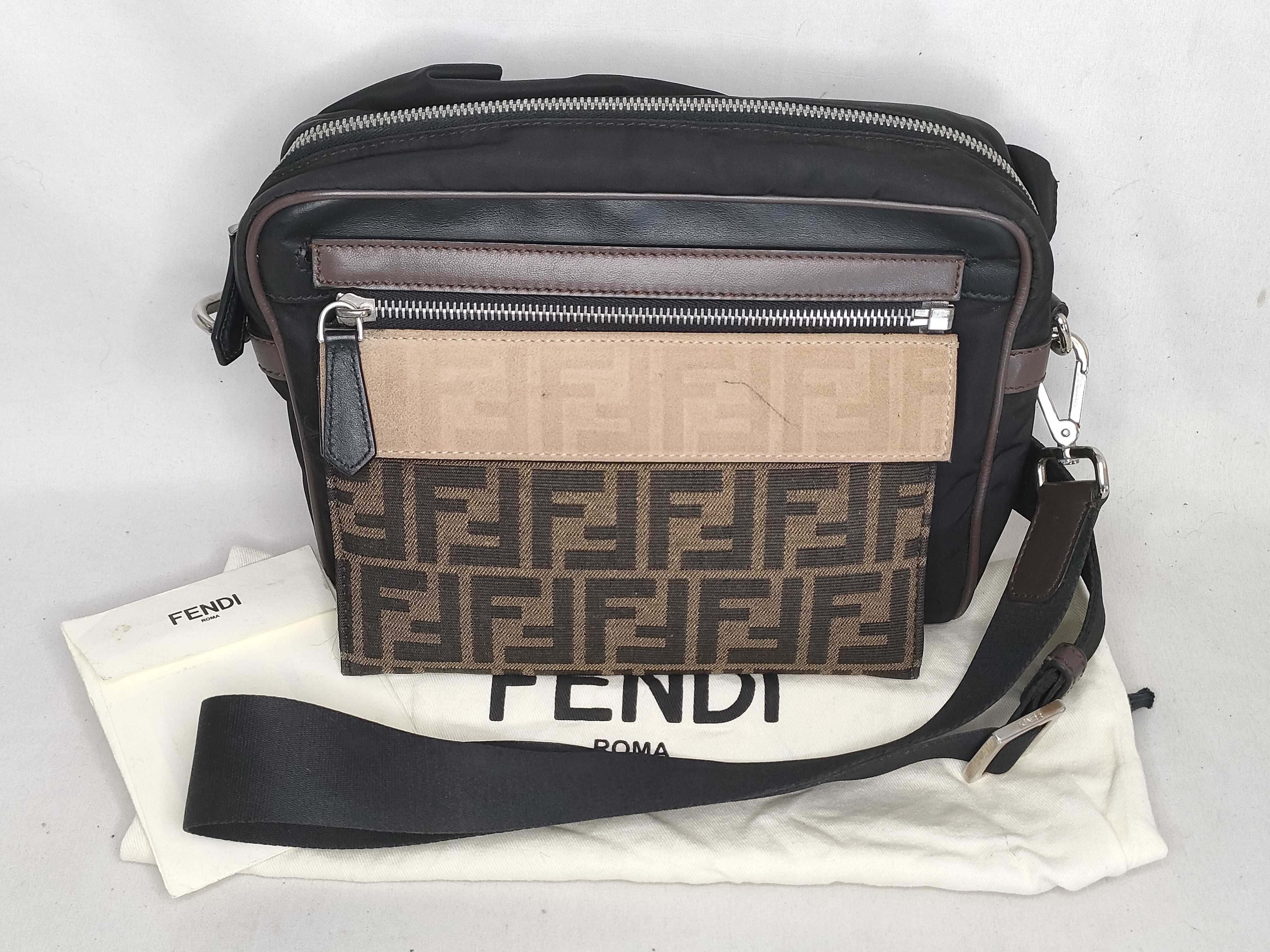 Zucca pattern PH- Colour Black FF Motif Nylon Messenger Bag Shoulder Bag