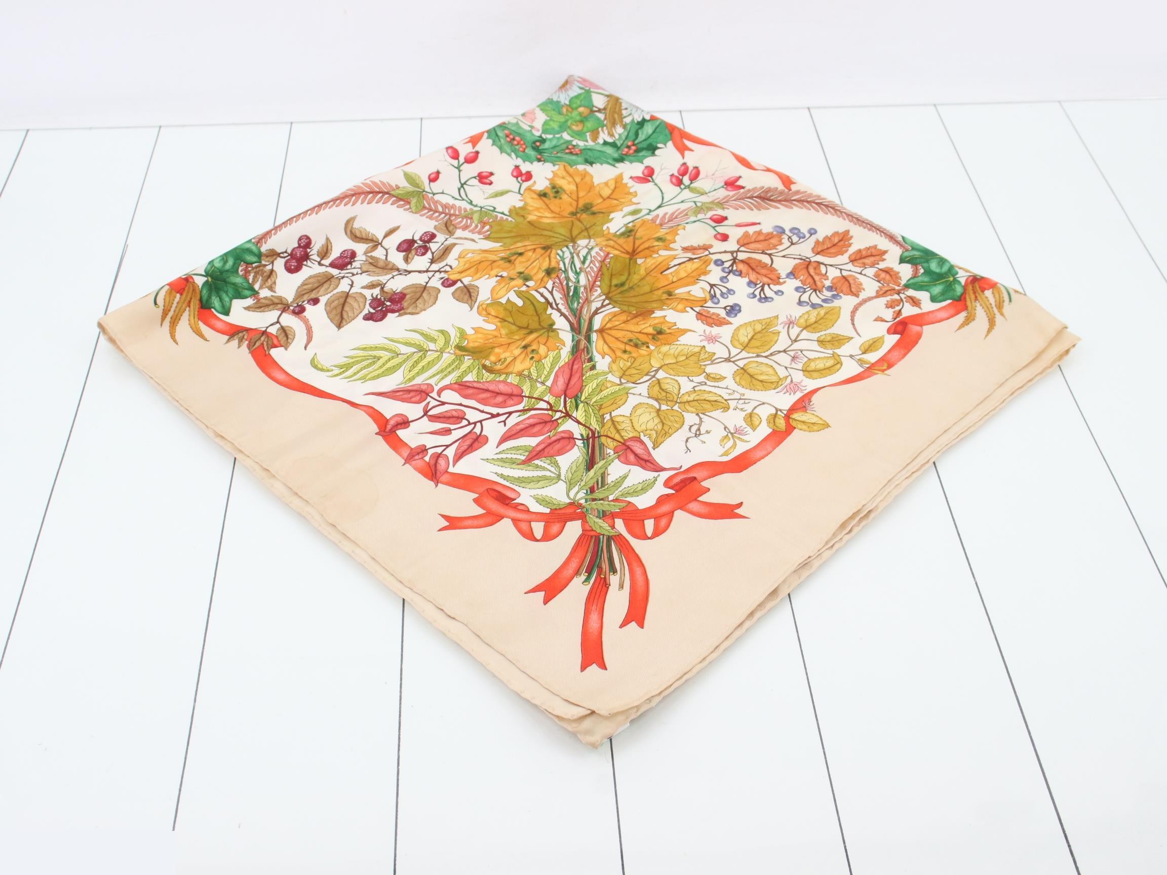 scarf, brown, botanical design. — view 2