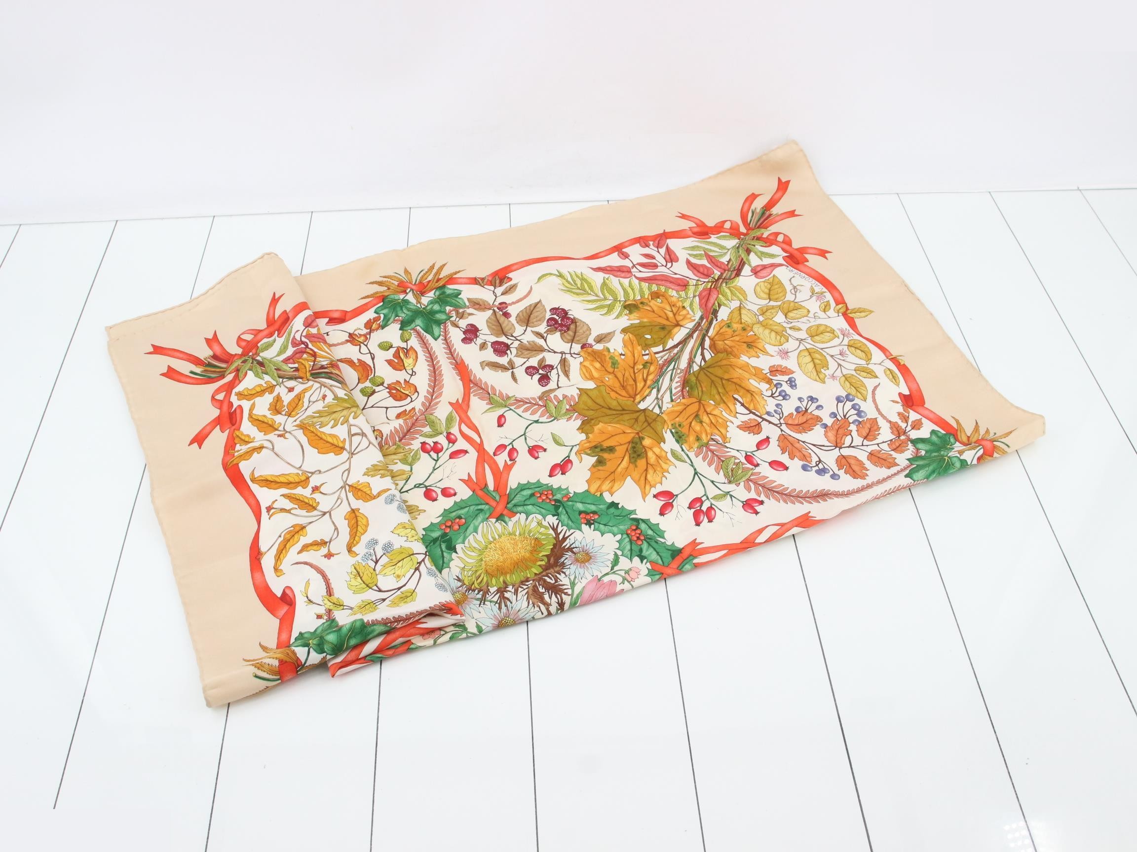 scarf, brown, botanical design. — view 3