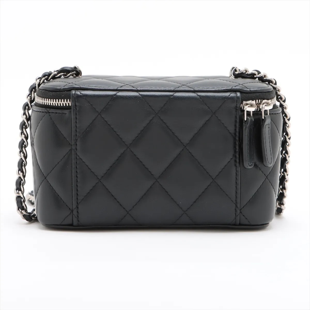 Matelasse Lambskin Chain Shoulder Bag Vanity Black x Silver Hardware C1LA23KH Random Serial — view 2