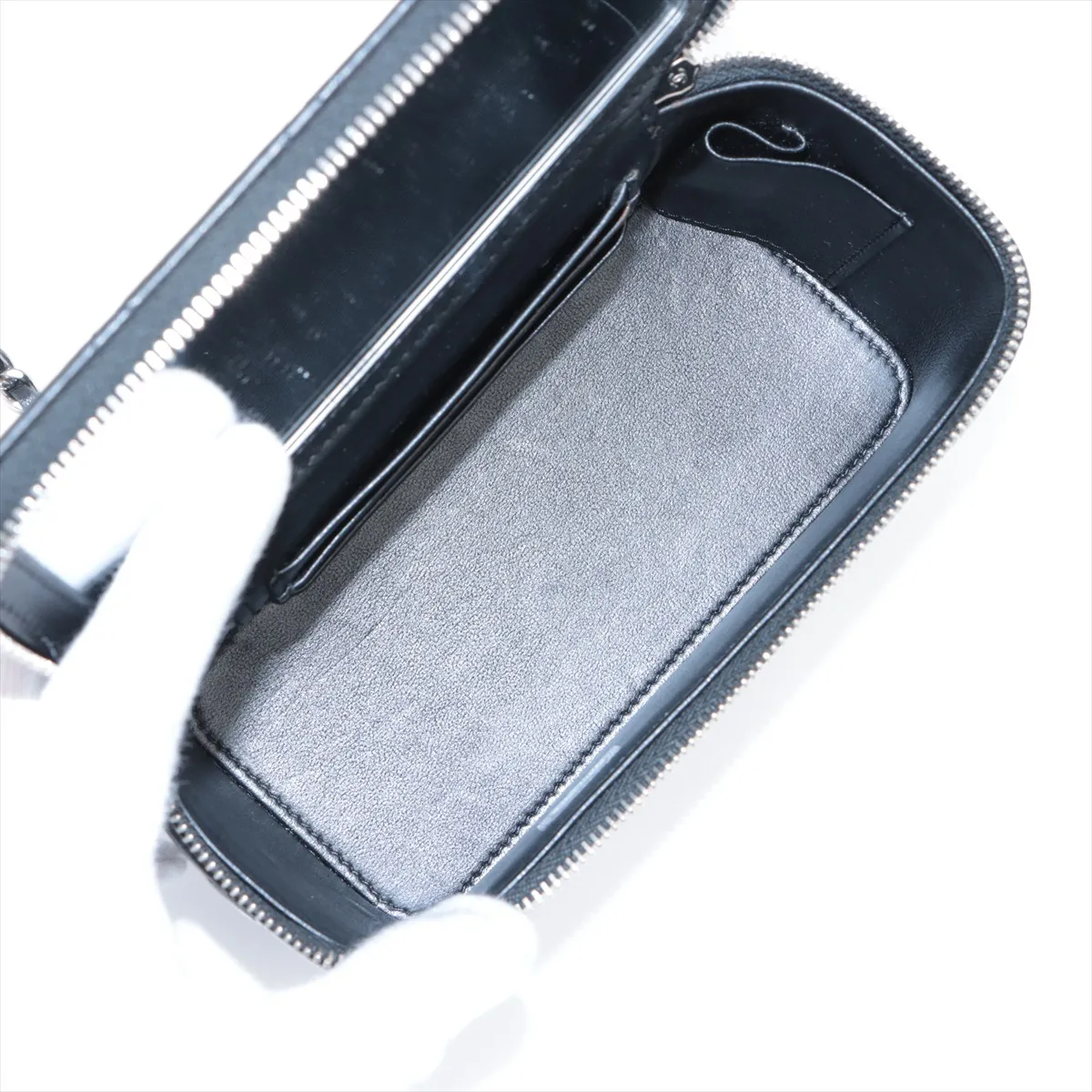 Matelasse Lambskin Chain Shoulder Bag Vanity Black x Silver Hardware C1LA23KH Random Serial — view 6