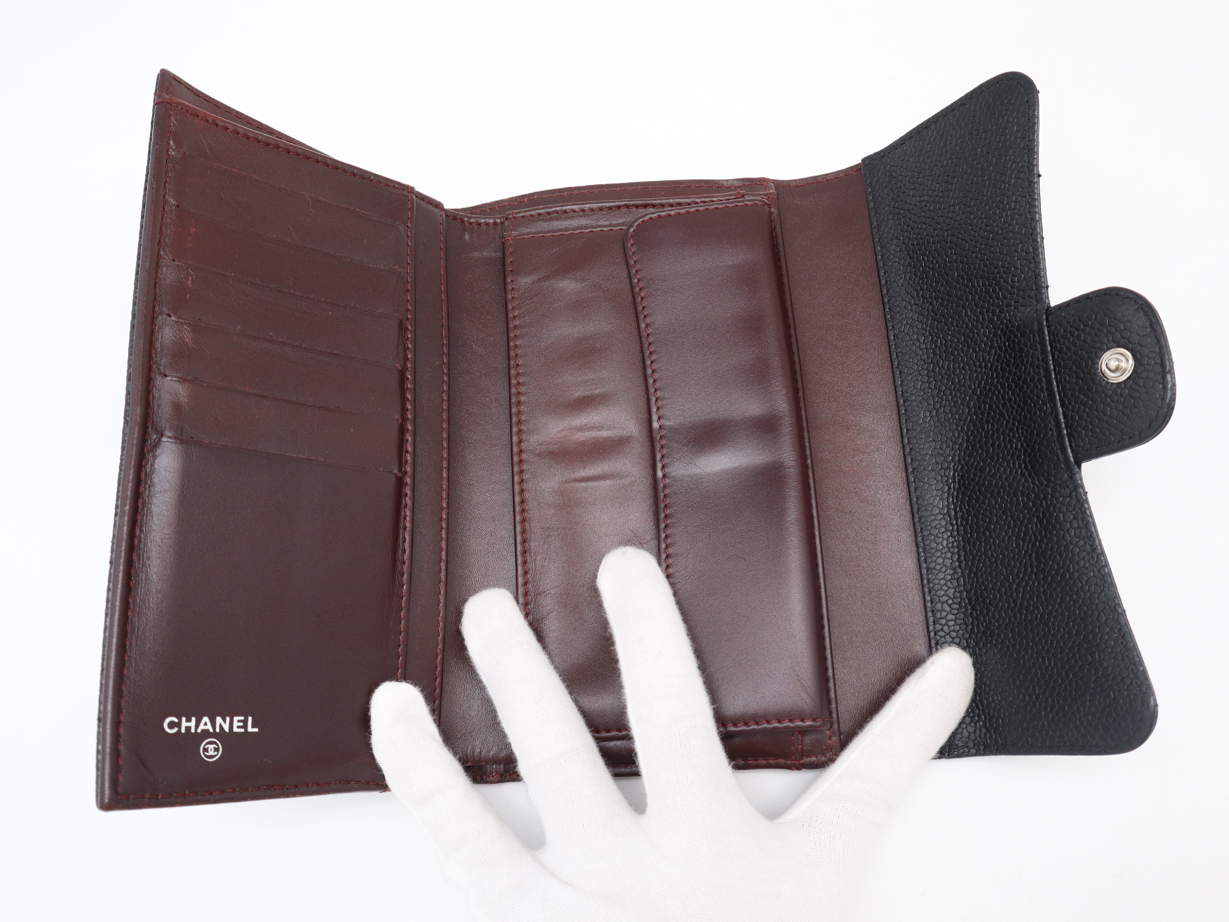 Caviar Skin Matelassé Long Wallet, Coco Mark, Black, Seal, 20240582 Wallet — view 8