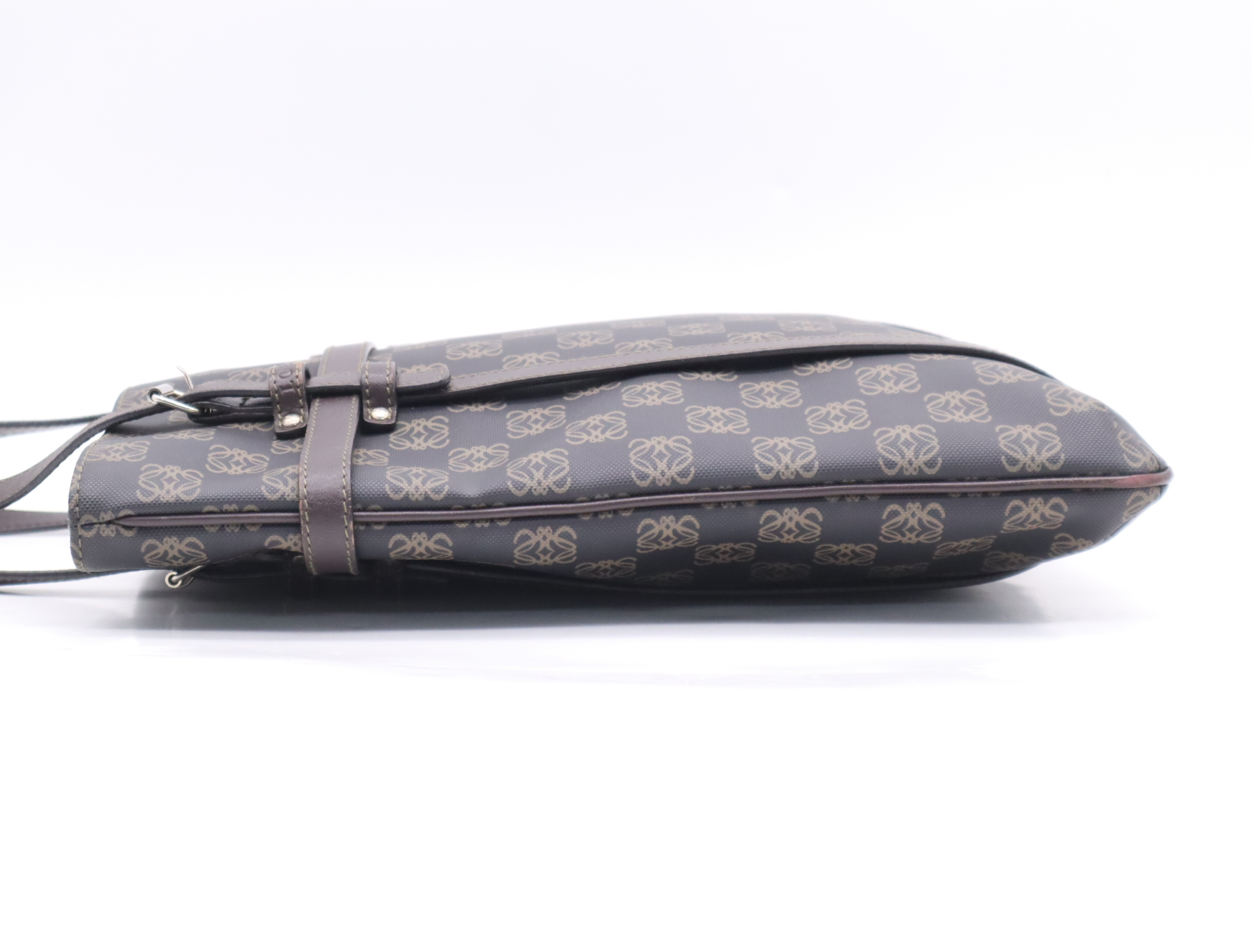PVC/Leather Anagram Handbag, Black/Brown, Silver Hardware — view 3