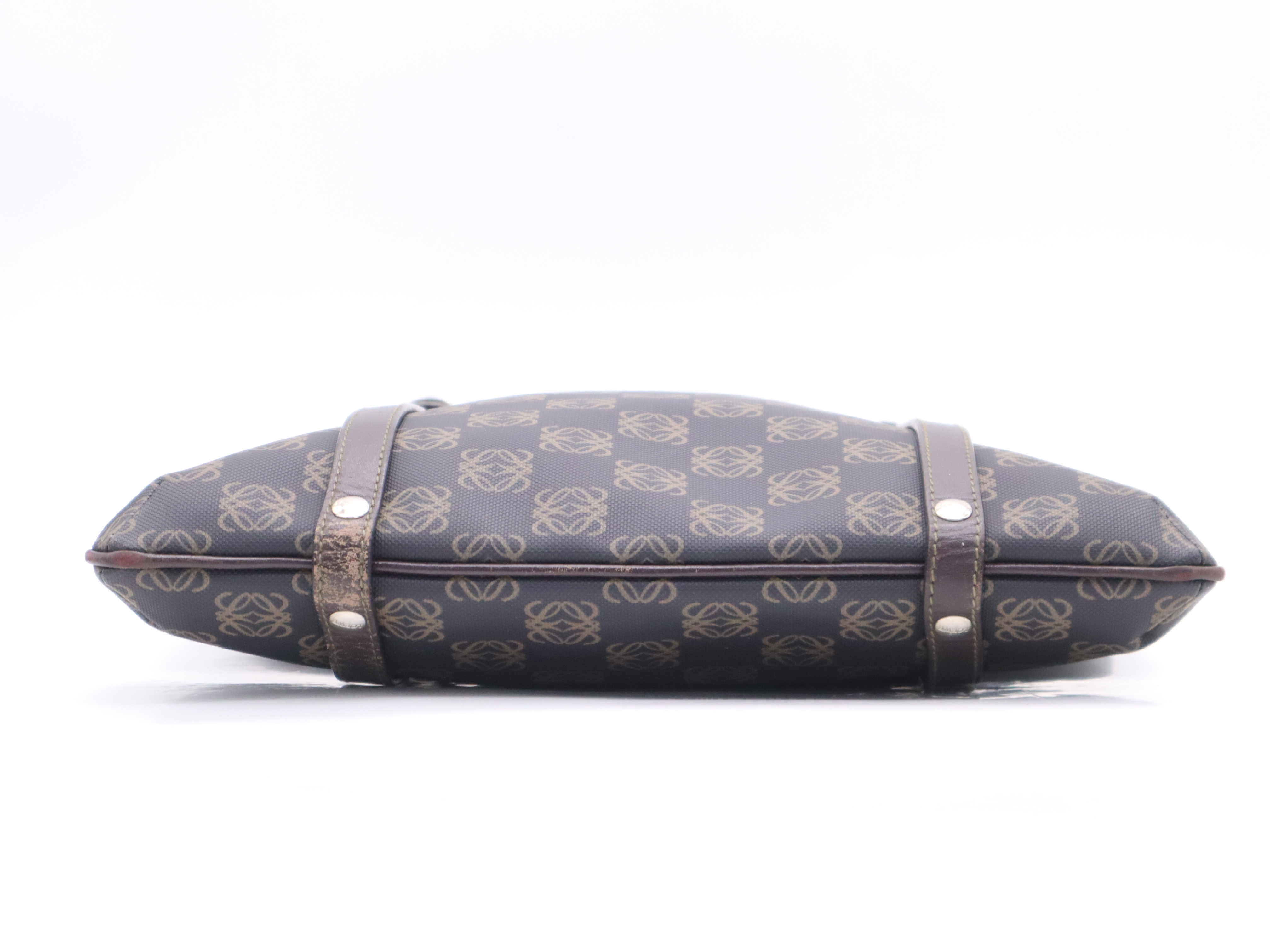 PVC/Leather Anagram Handbag, Black/Brown, Silver Hardware — view 4