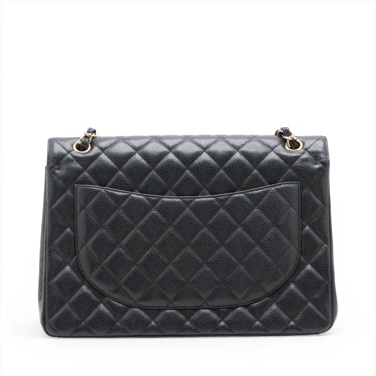 [Individually packaged] Chanel Large Matelassé 34 Maxi Caviar Skin Double Flap Double Chain Bag, Black with Gold Hardware, 19111818, Serial Number 19, A58601 — view 2
