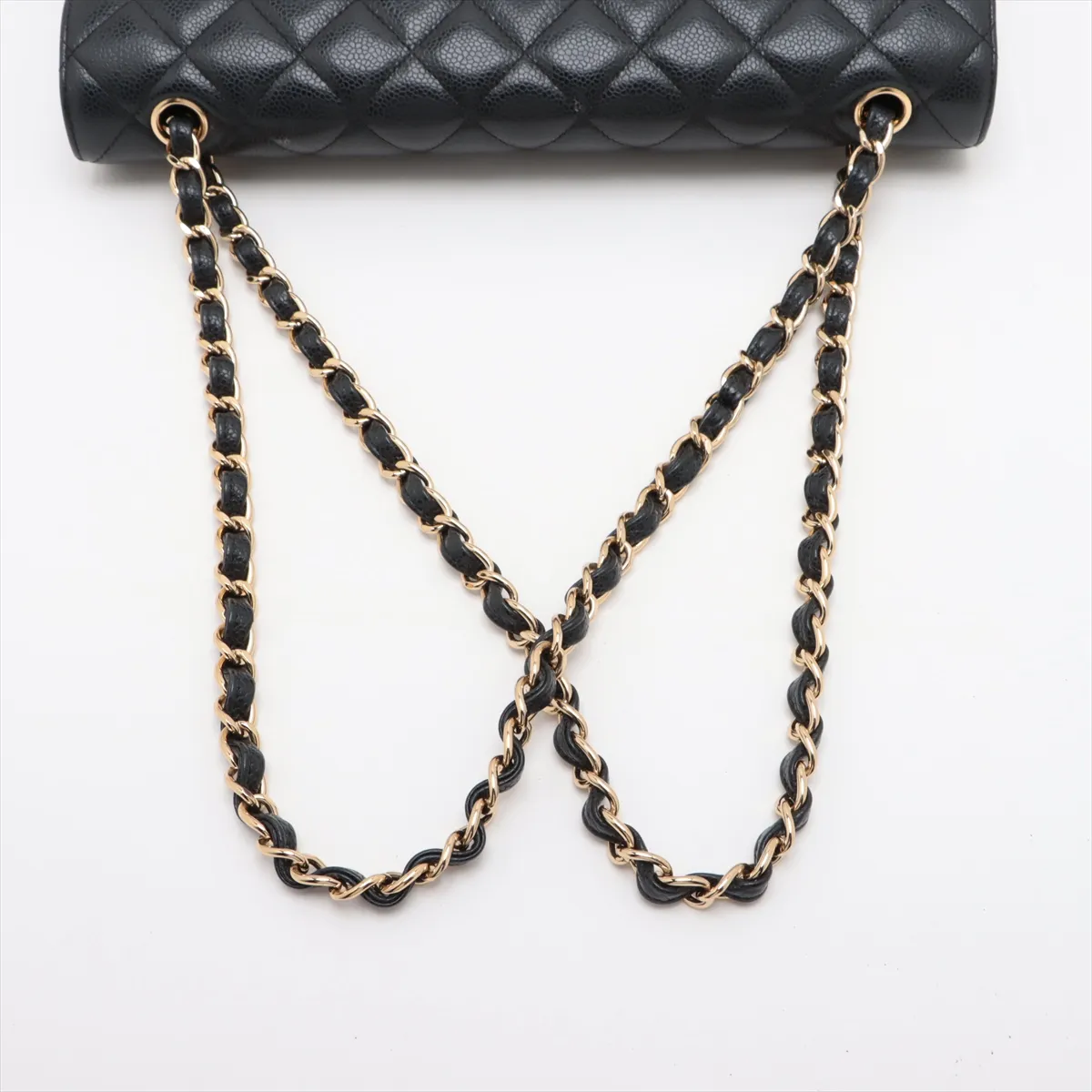 [Individually packaged] Chanel Large Matelassé 34 Maxi Caviar Skin Double Flap Double Chain Bag, Black with Gold Hardware, 19111818, Serial Number 19, A58601 — view 5