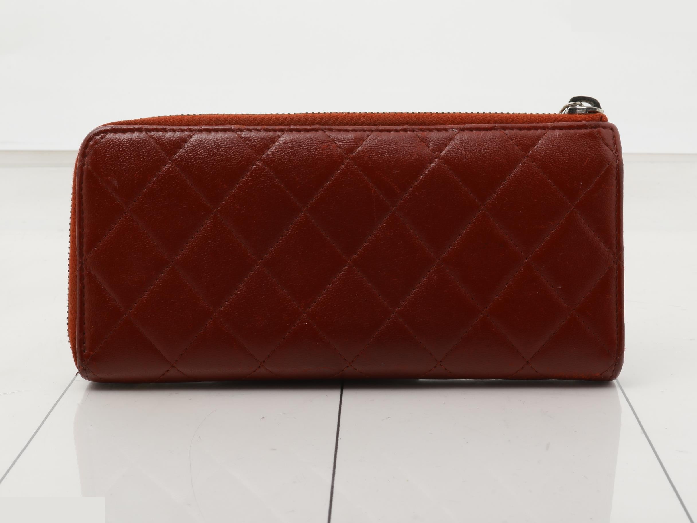 Matelassé (bag) and wallet, lambskin, Coco mark, red — view 2