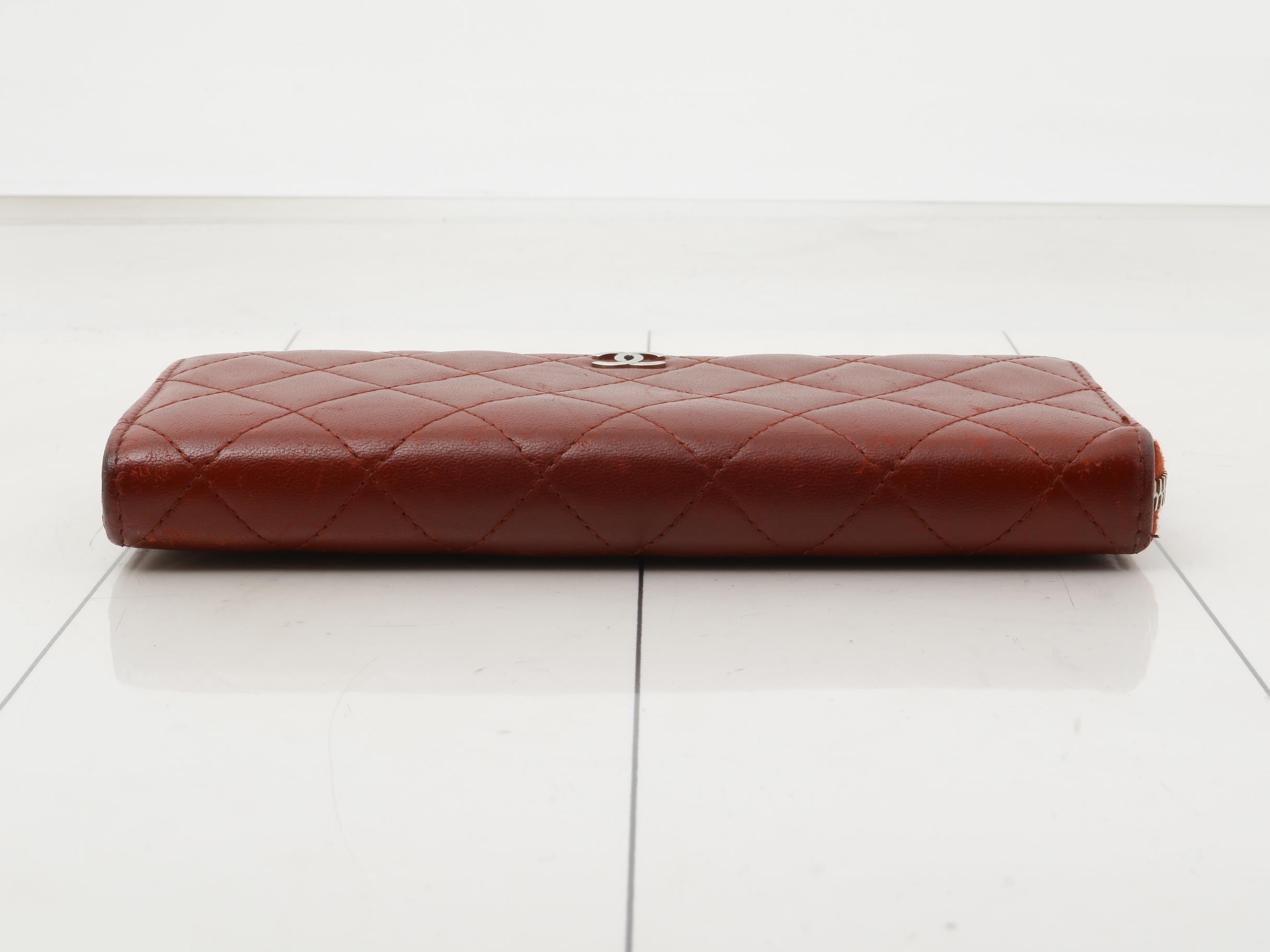 Matelassé (bag) and wallet, lambskin, Coco mark, red — view 3