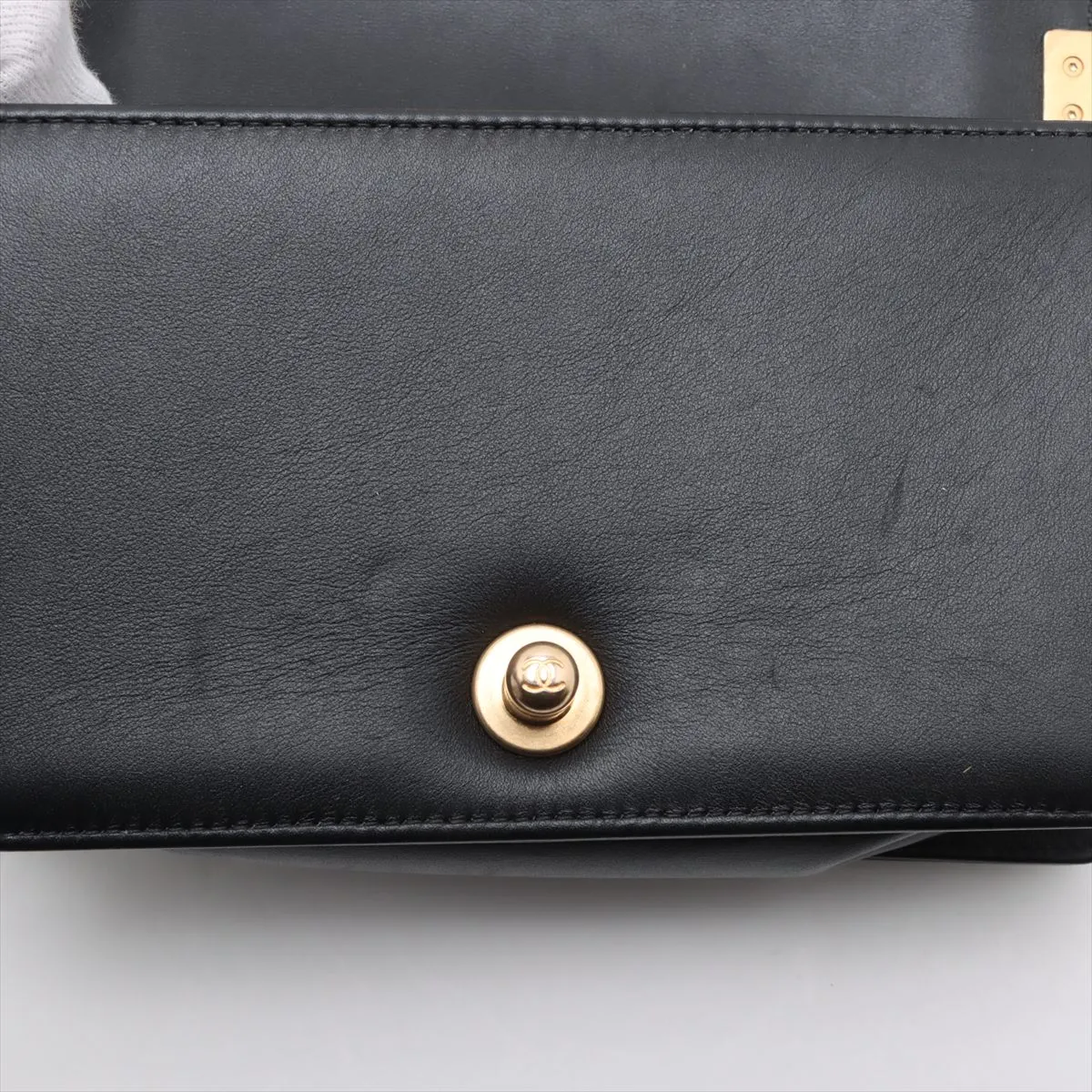 Boy Chanel 20 Small Lambskin Chain Shoulder Bag Black Gold Hardware 30914710 30s A67085 — view 11
