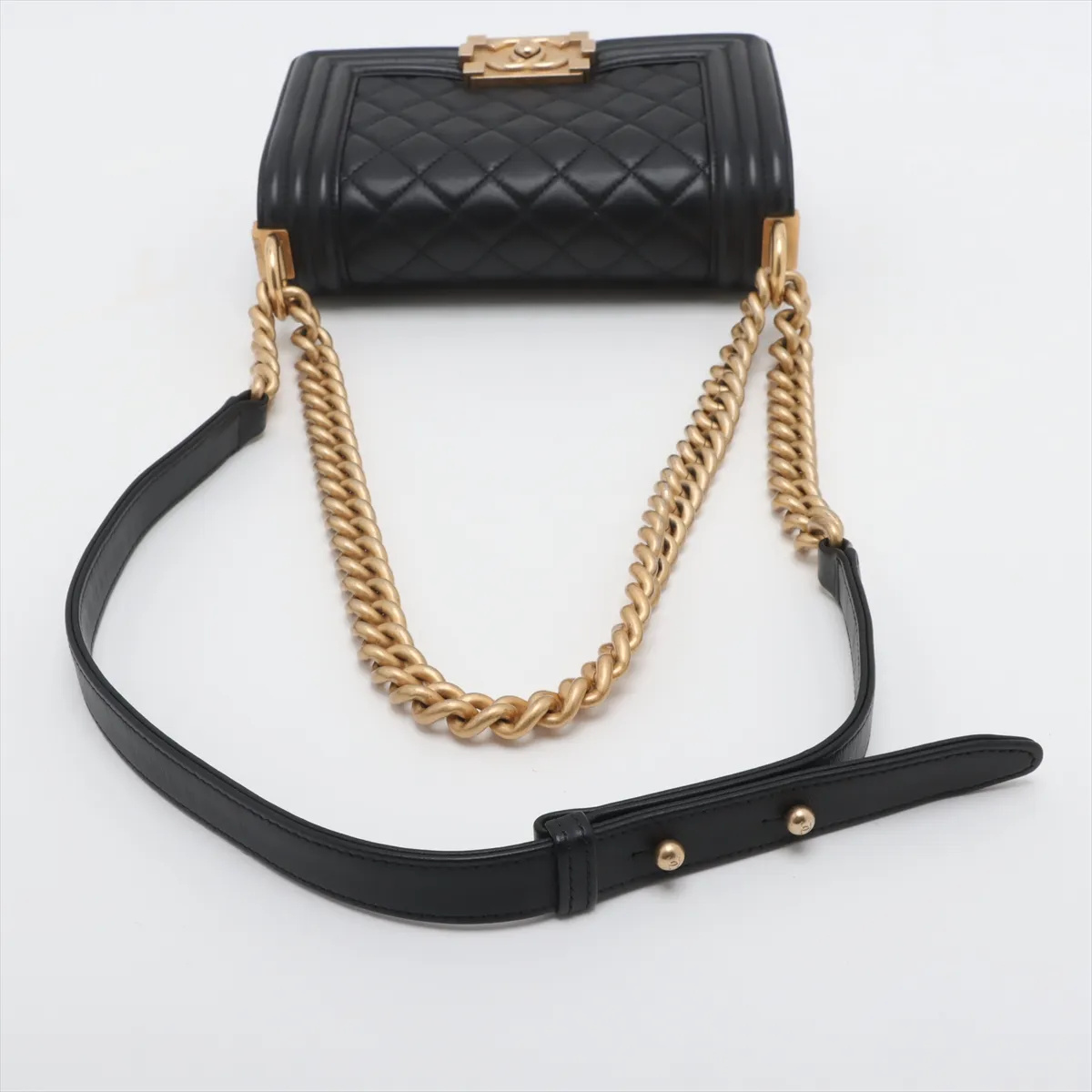 Boy Chanel 20 Small Lambskin Chain Shoulder Bag Black Gold Hardware 30914710 30s A67085 — view 5