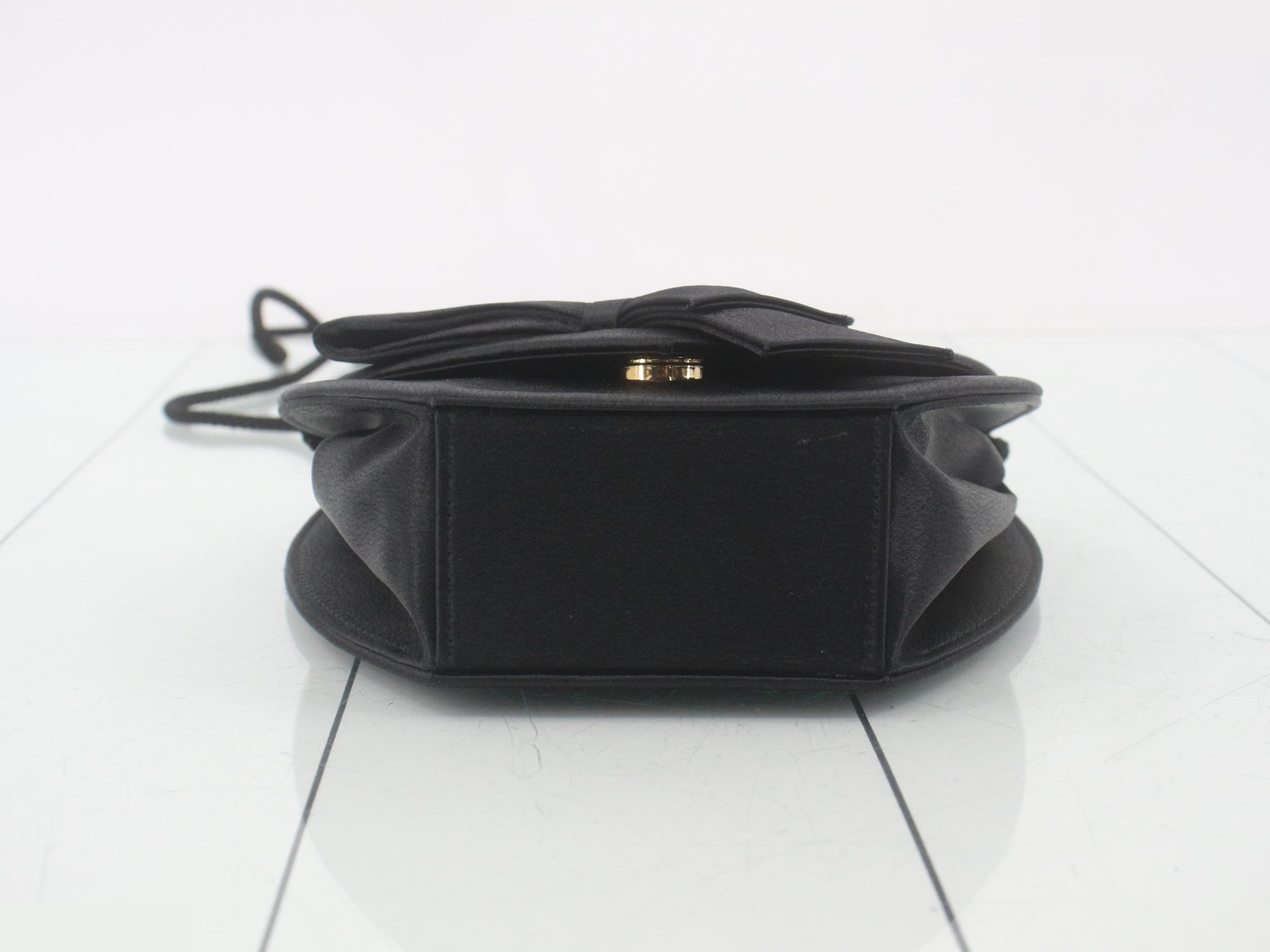 Satin Black Crossbody Ribbon Shoulder Bag — view 3