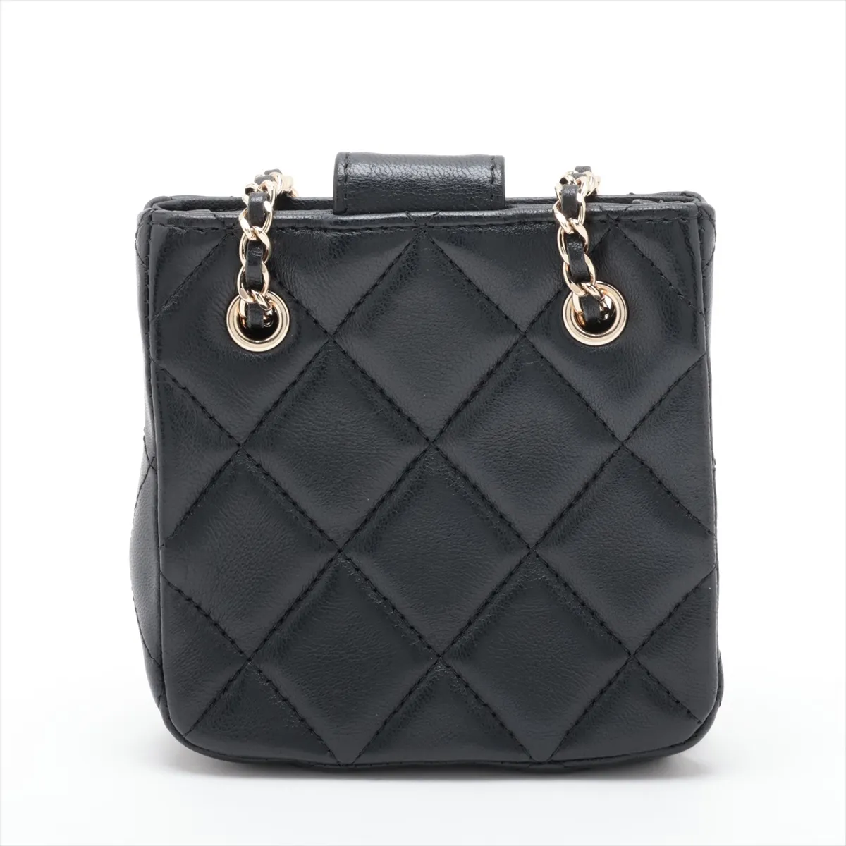 Mini Matelassé Lambskin Chain Shoulder Bag, Black with Gold Hardware, 31896377, Series 31, AP2547 — view 2