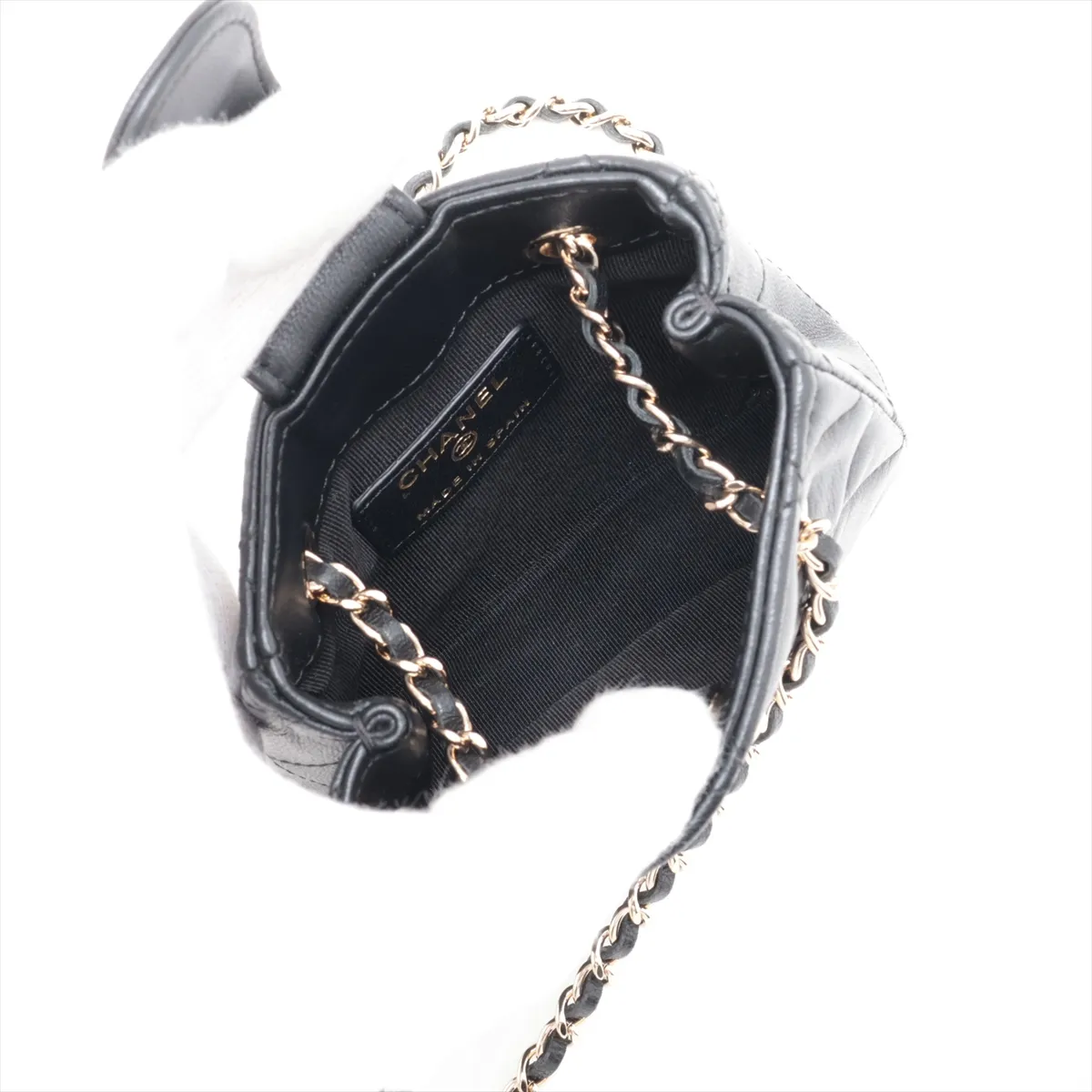 Mini Matelassé Lambskin Chain Shoulder Bag, Black with Gold Hardware, 31896377, Series 31, AP2547 — view 6