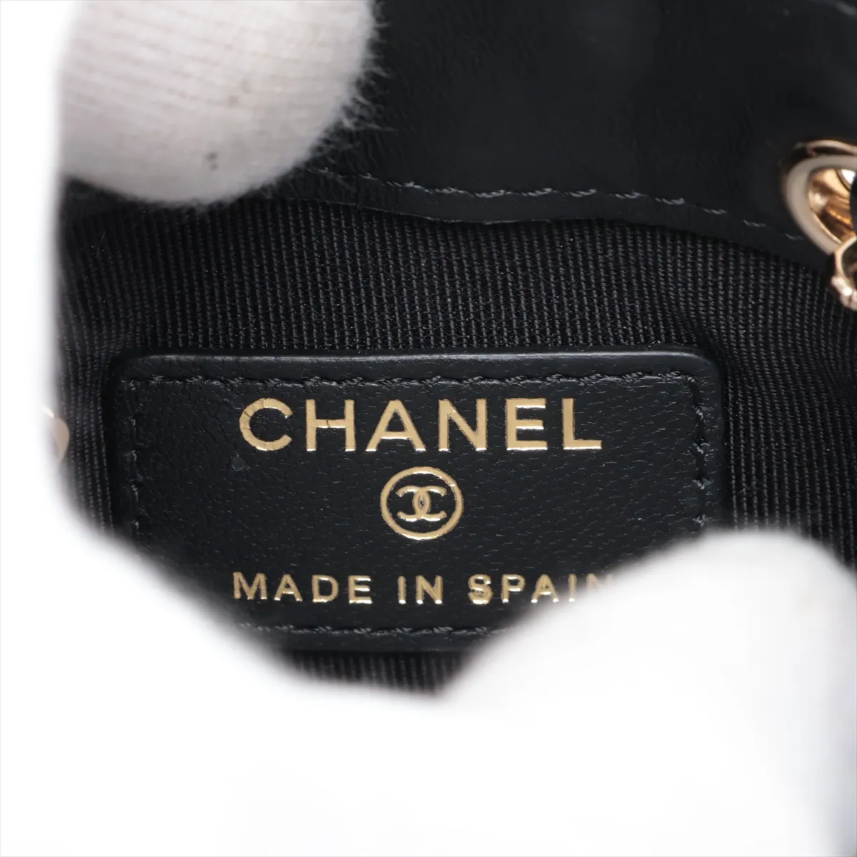 Mini Matelassé Lambskin Chain Shoulder Bag, Black with Gold Hardware, 31896377, Series 31, AP2547 — view 7