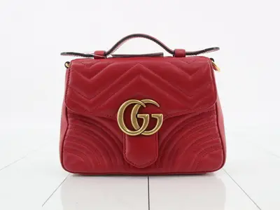 GG Marmont Leather 2-Way Handbag, Red