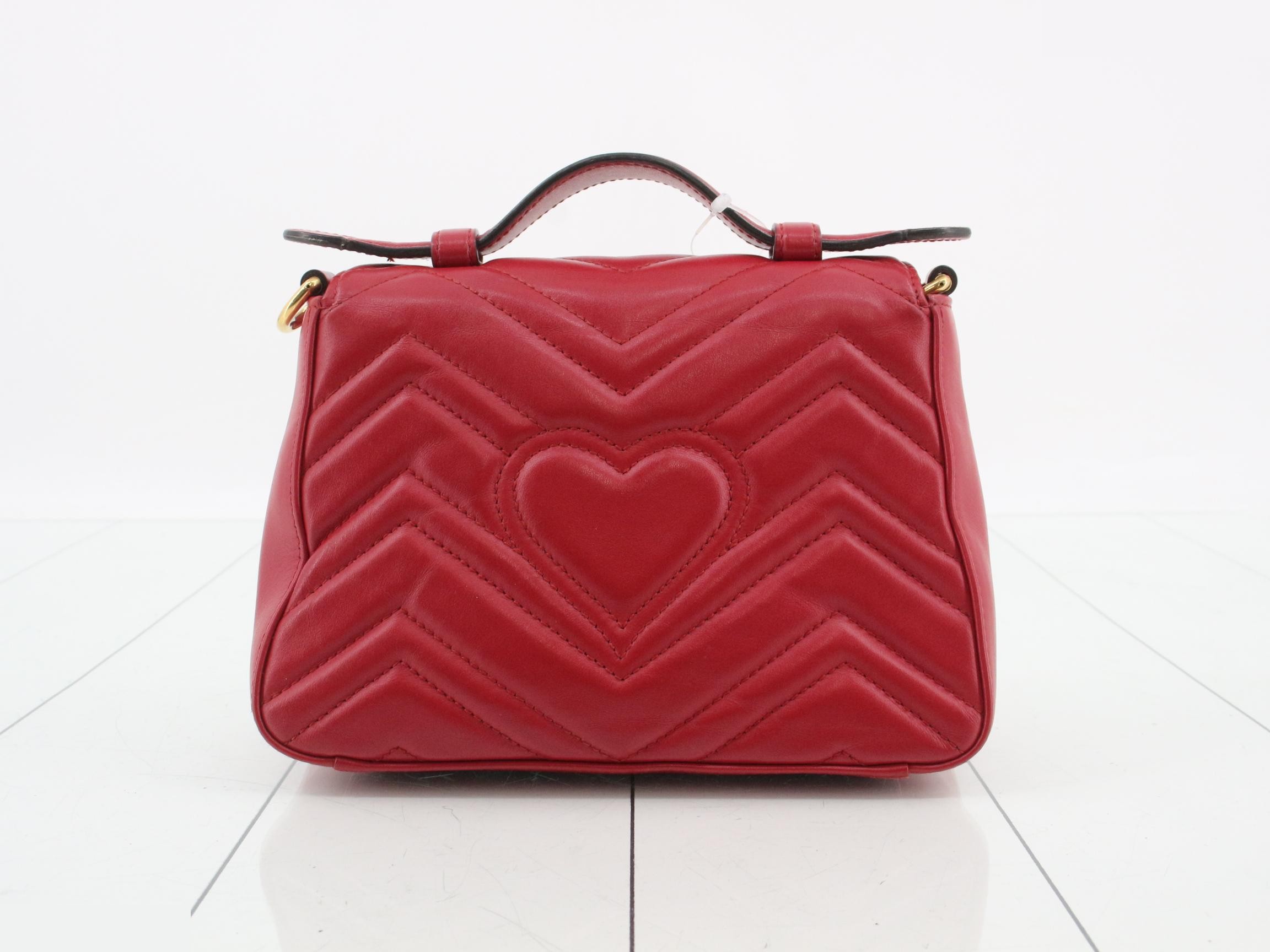 GG Marmont Leather 2-Way Handbag, Red — view 2