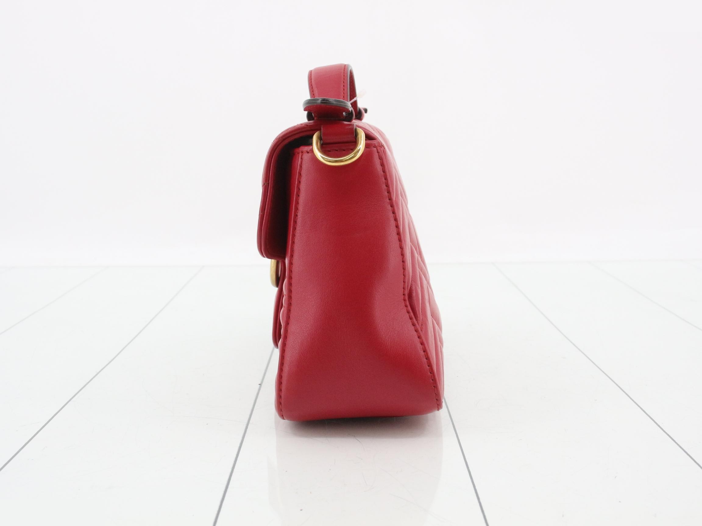 GG Marmont Leather 2-Way Handbag, Red — view 3