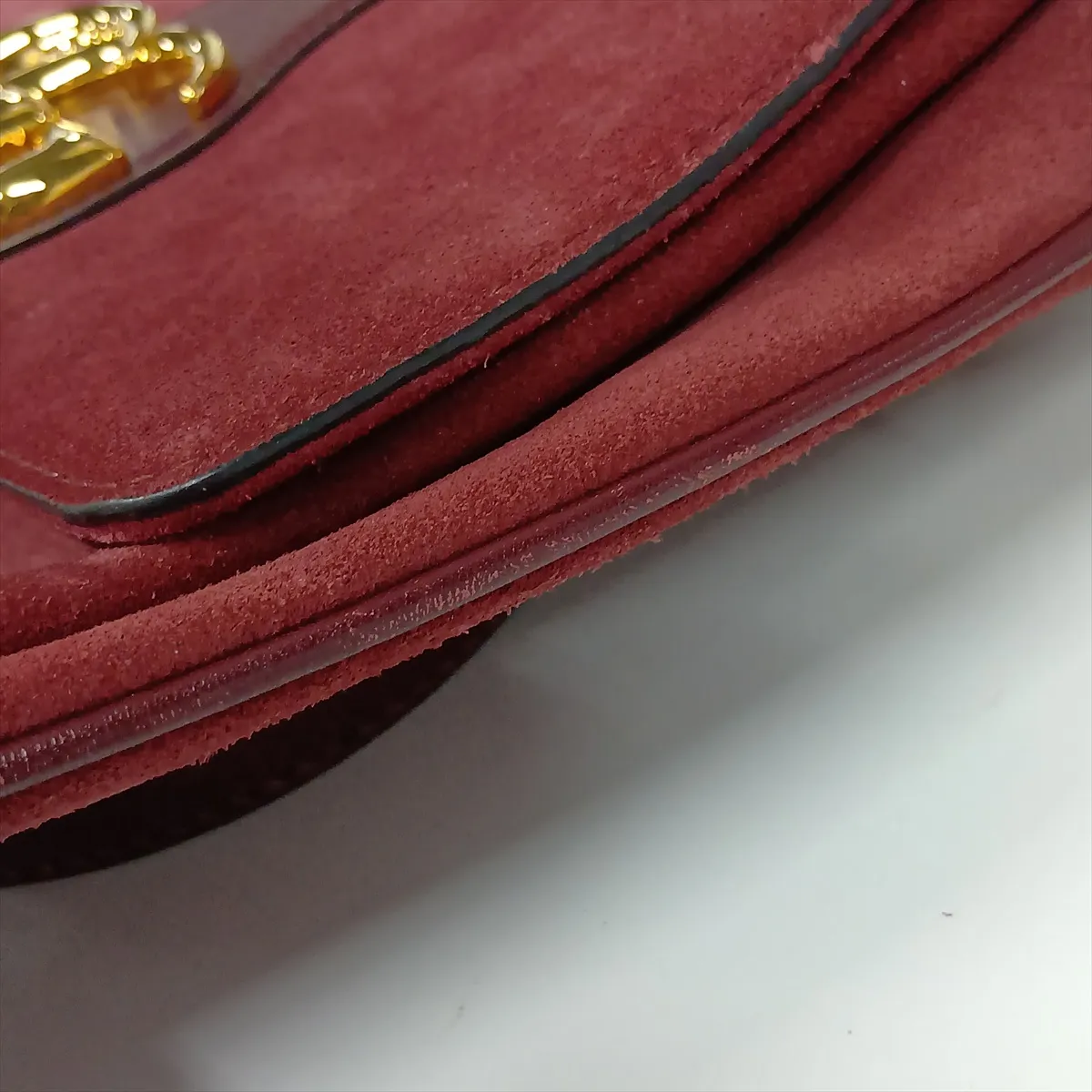Allie Medium Suede x Leather Shoulder Bag, Red, 550126 — view 15