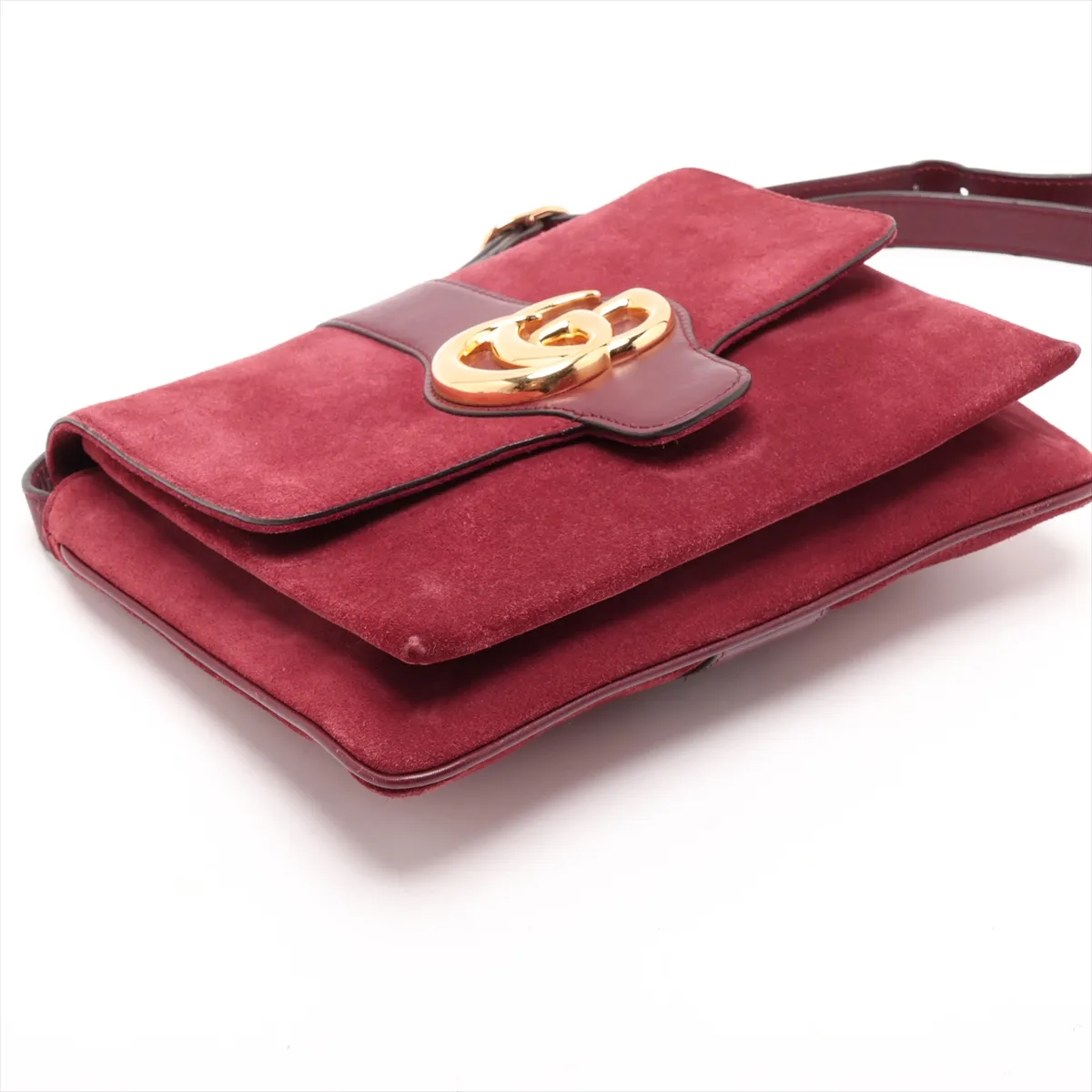 Allie Medium Suede x Leather Shoulder Bag, Red, 550126 — view 4