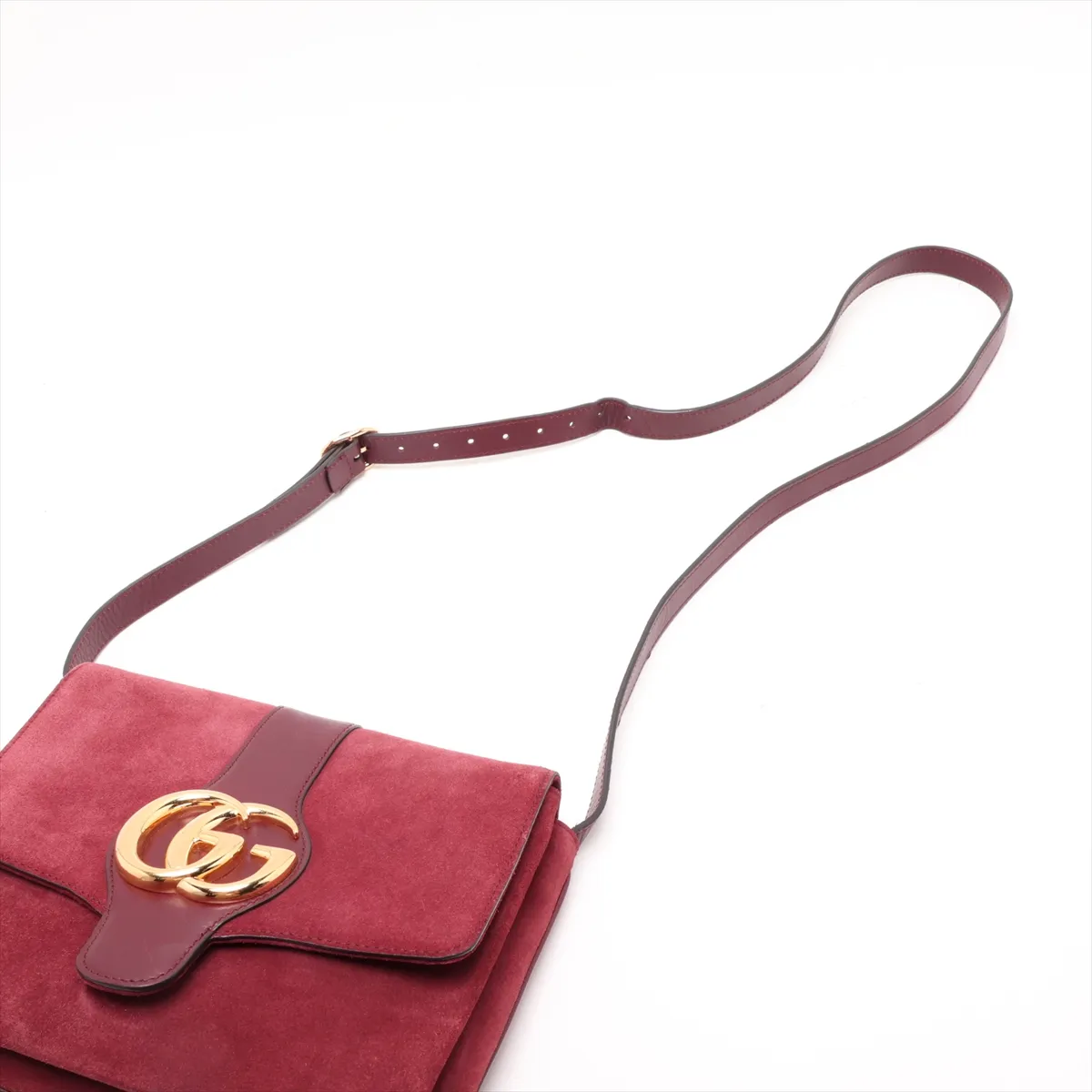 Allie Medium Suede x Leather Shoulder Bag, Red, 550126 — view 5