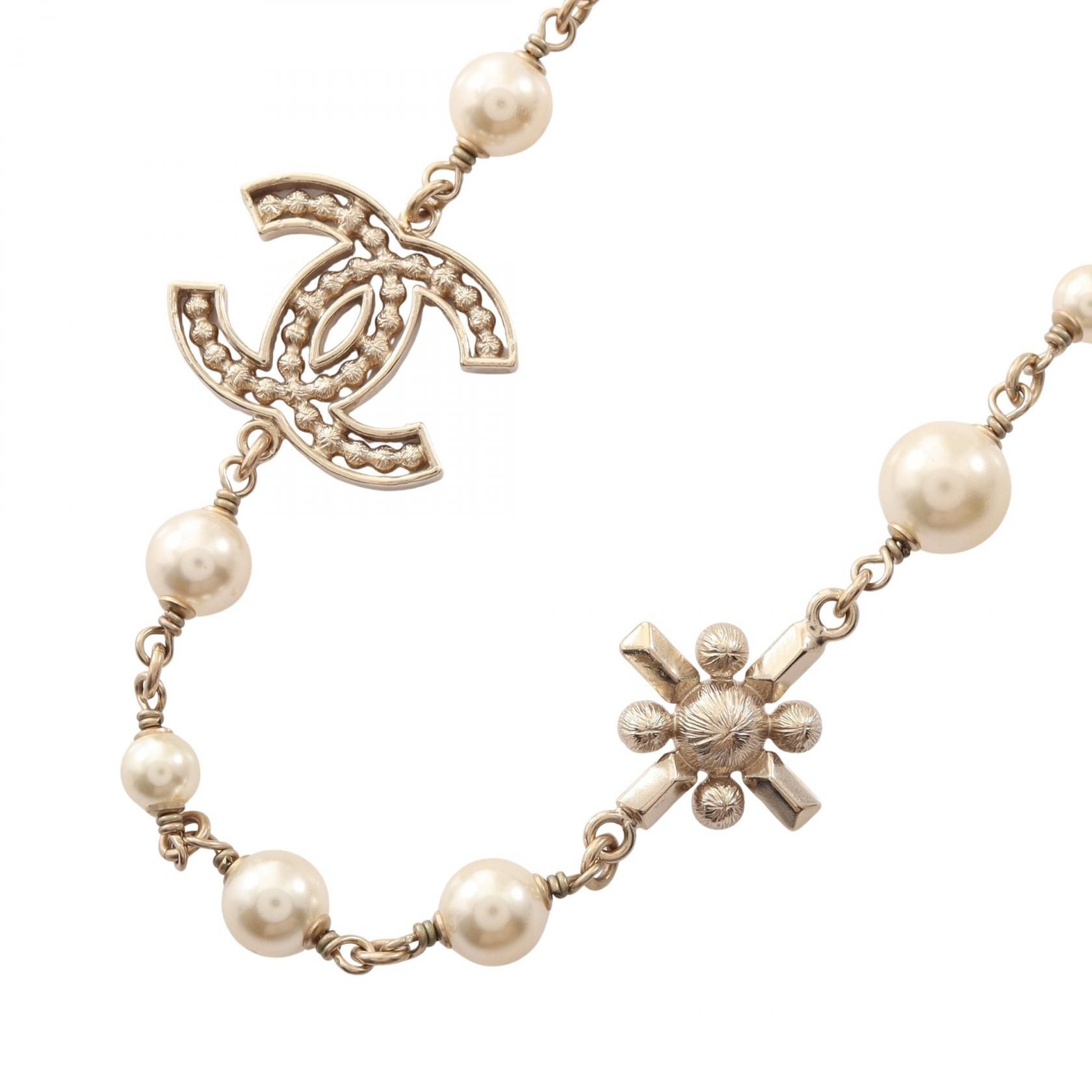 Artificial Pearl / Rhinestone, Gold — view 2