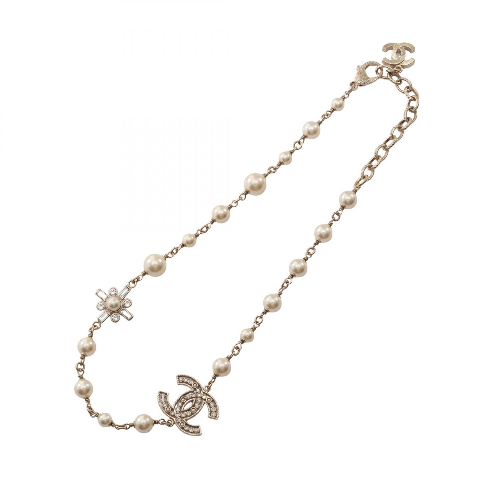 Artificial Pearl / Rhinestone, Gold — view 3