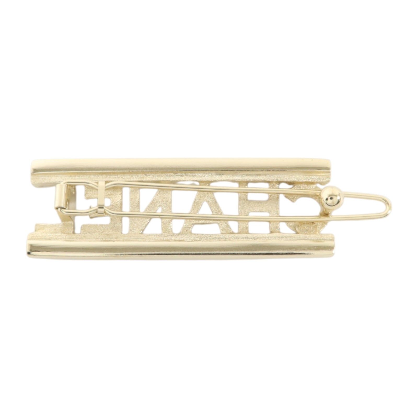 Crystal Gold Tone Chanel Logo Hair Barrette w/Box — view 2