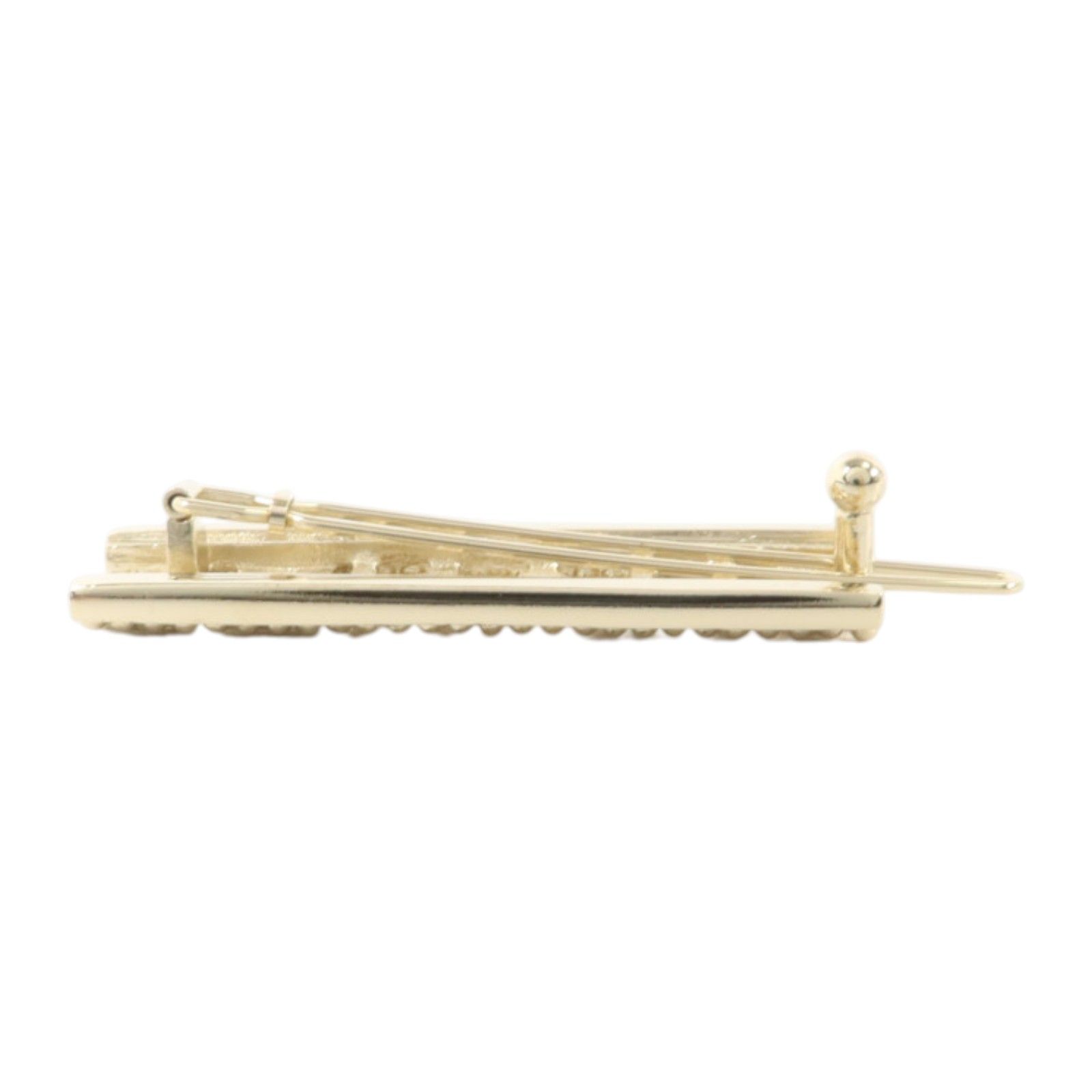 Crystal Gold Tone Chanel Logo Hair Barrette w/Box — view 3