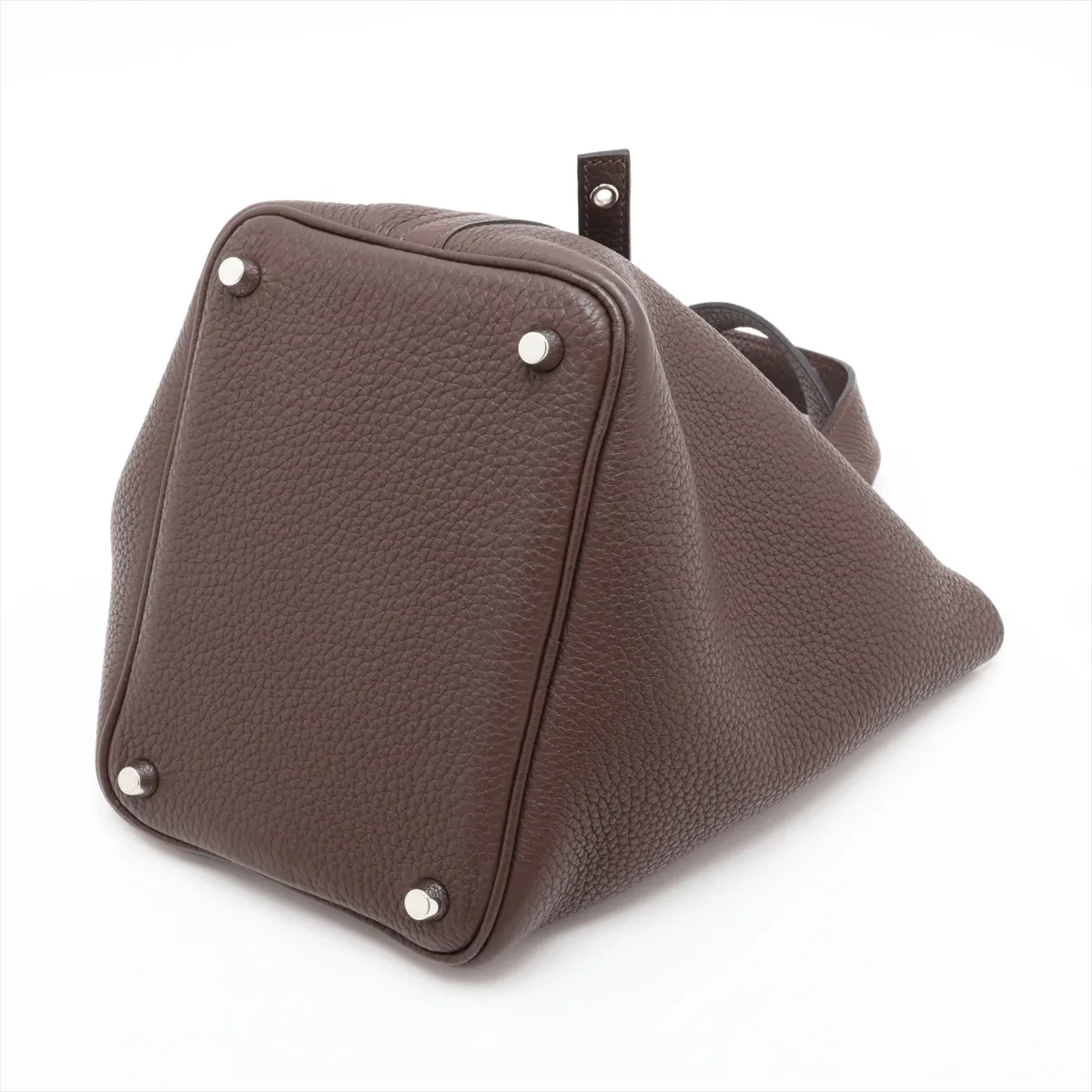 Picotin Lock 18 PM, Taurillon Clemence leather, Chocolate color, Silver hardware P: 2012 — view 3
