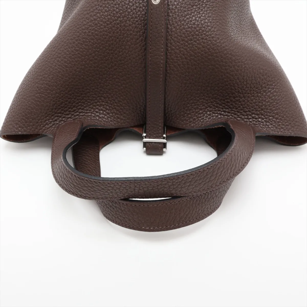 Picotin Lock 18 PM, Taurillon Clemence leather, Chocolate color, Silver hardware P: 2012 — view 5
