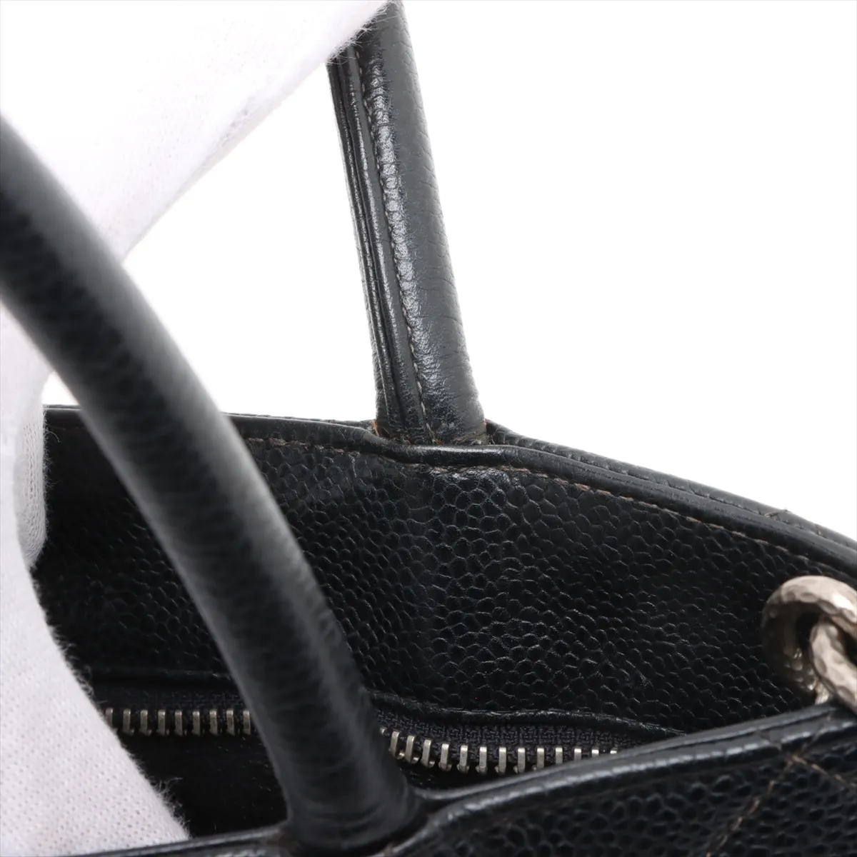 reprint caviar skin tote bag black silver hardware 8133789 8th series — view 15
