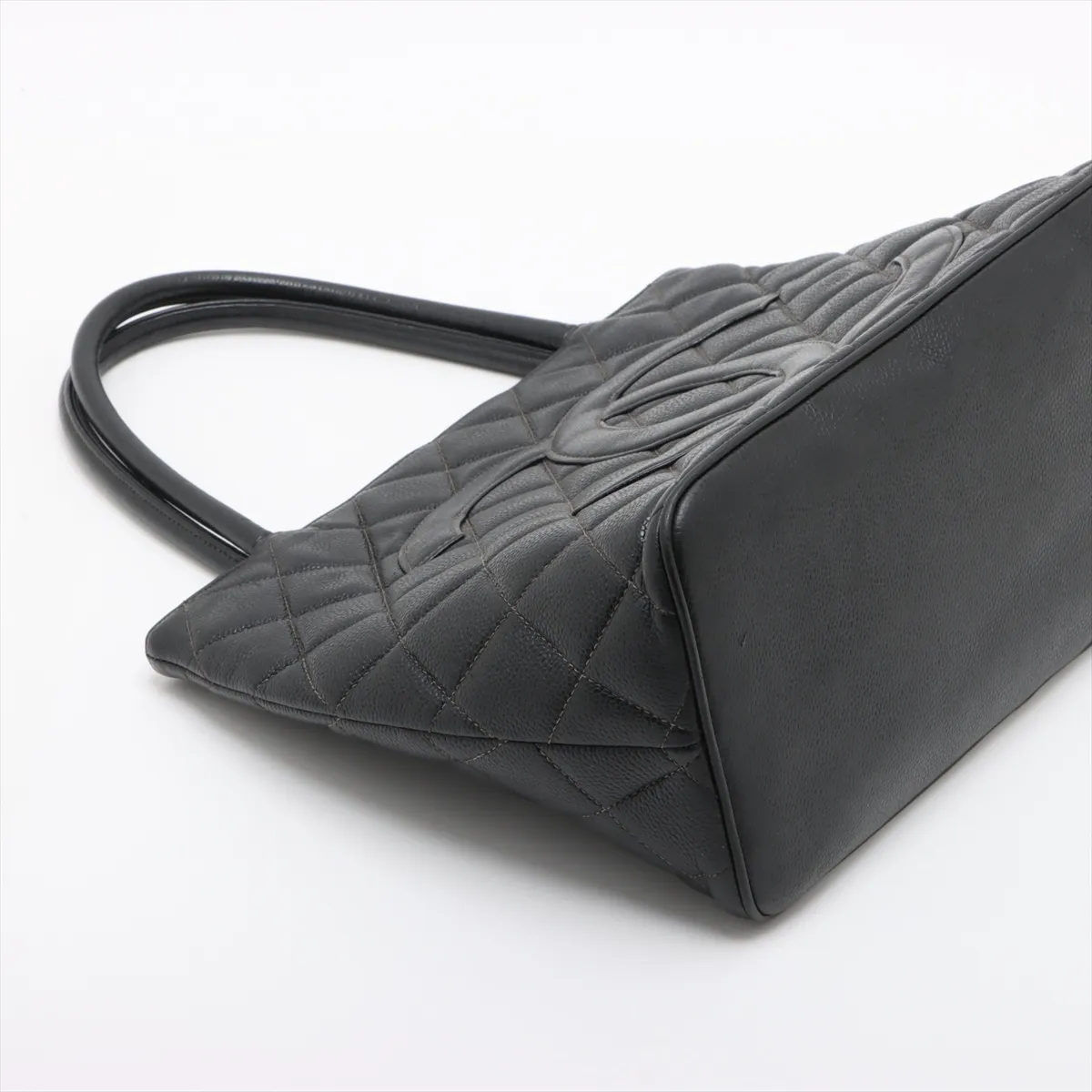 reprint caviar skin tote bag black silver hardware 8133789 8th series — view 4