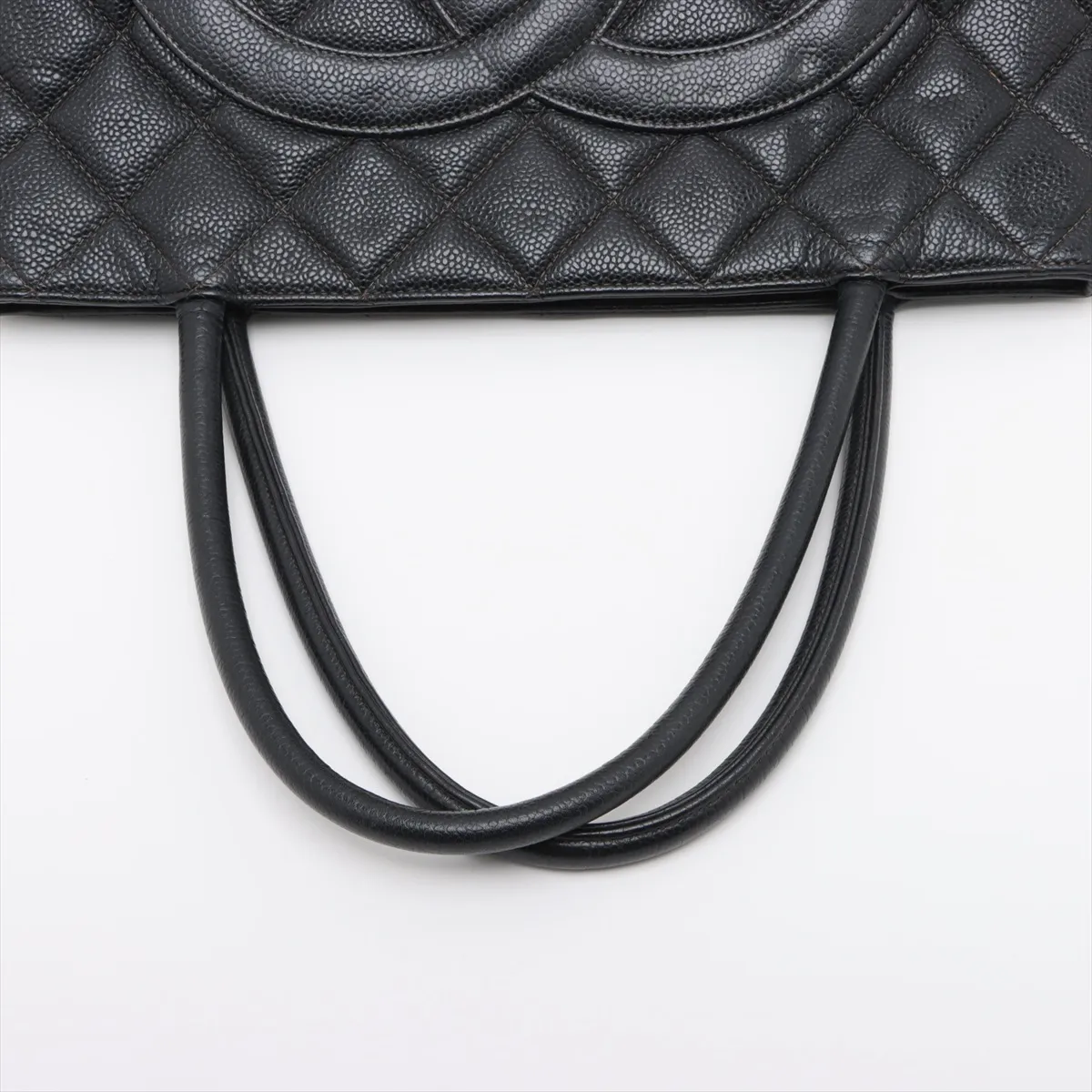 reprint caviar skin tote bag black silver hardware 8133789 8th series — view 5