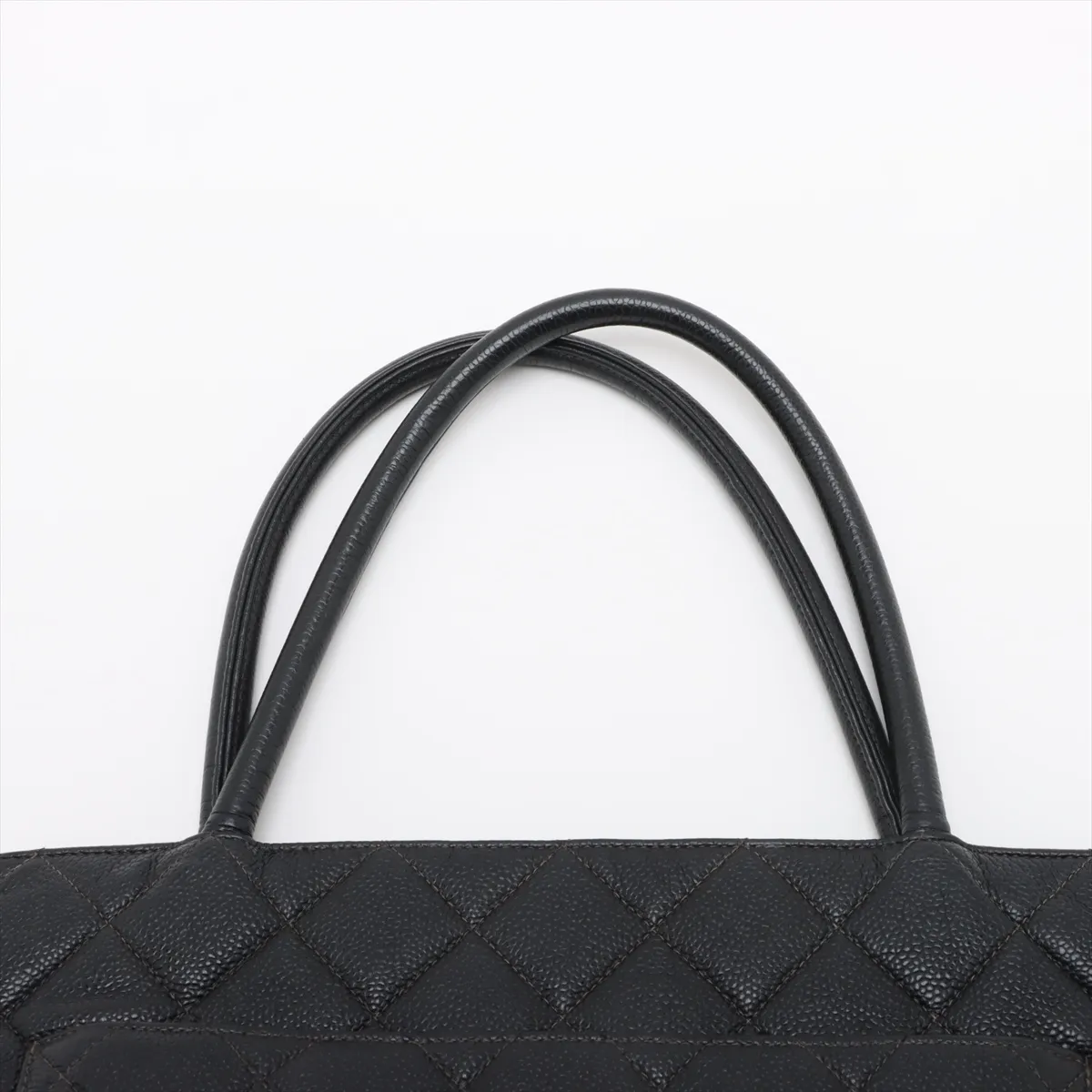 reprint caviar skin tote bag black silver hardware 8133789 8th series — view 6
