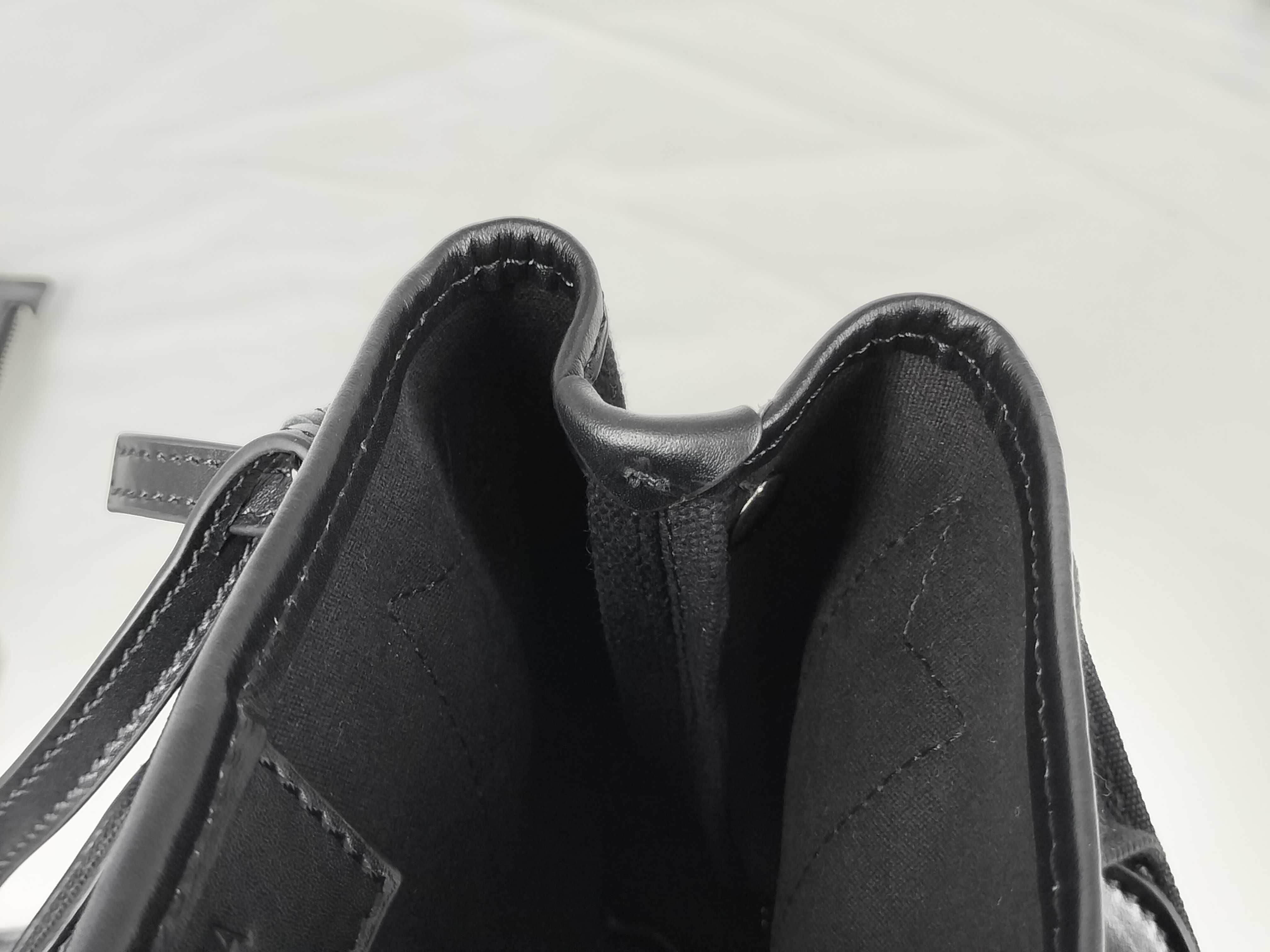 Canvas x Leather 2-Way Handbag, Black — view 12