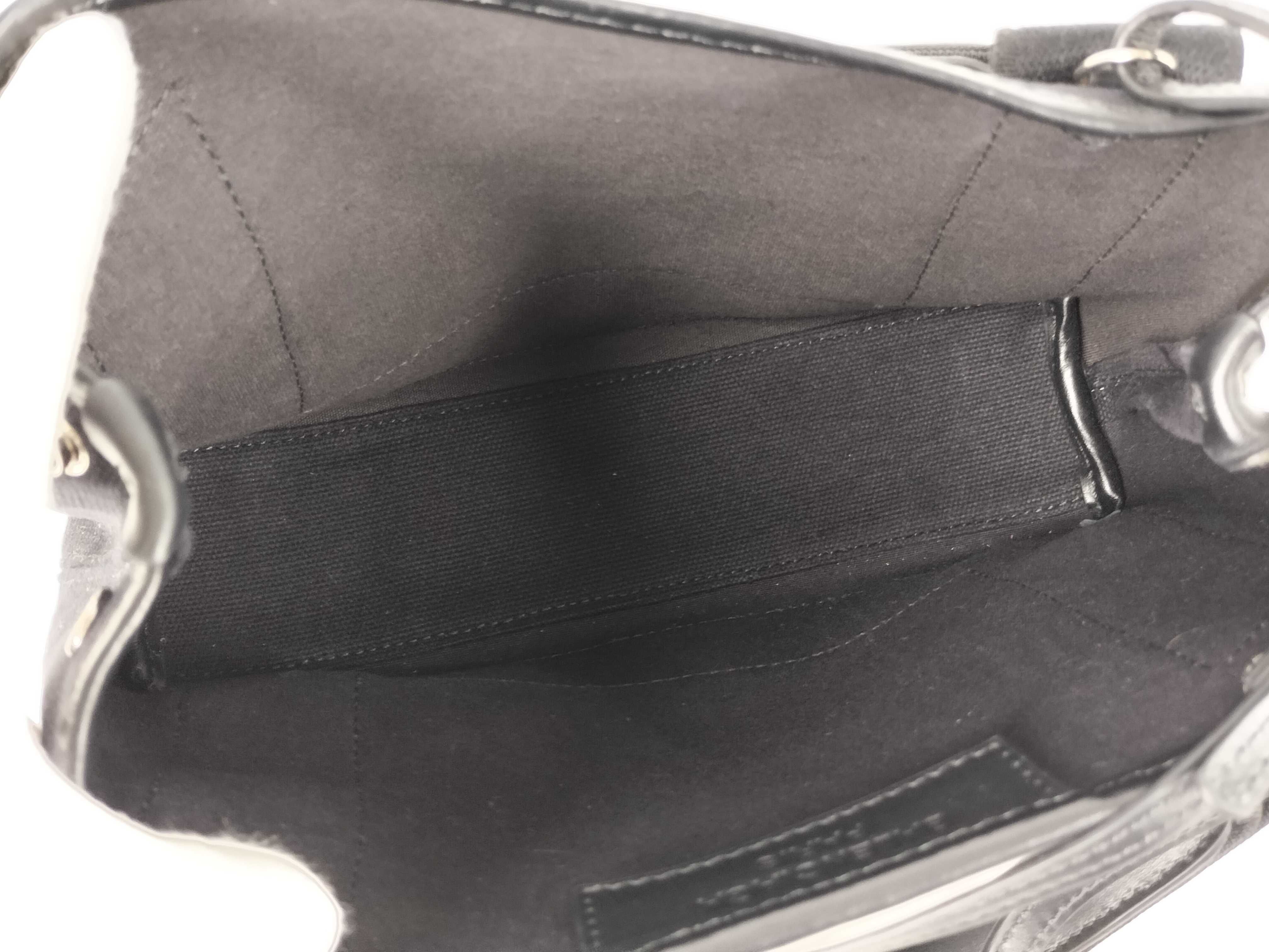 Canvas x Leather 2-Way Handbag, Black — view 9