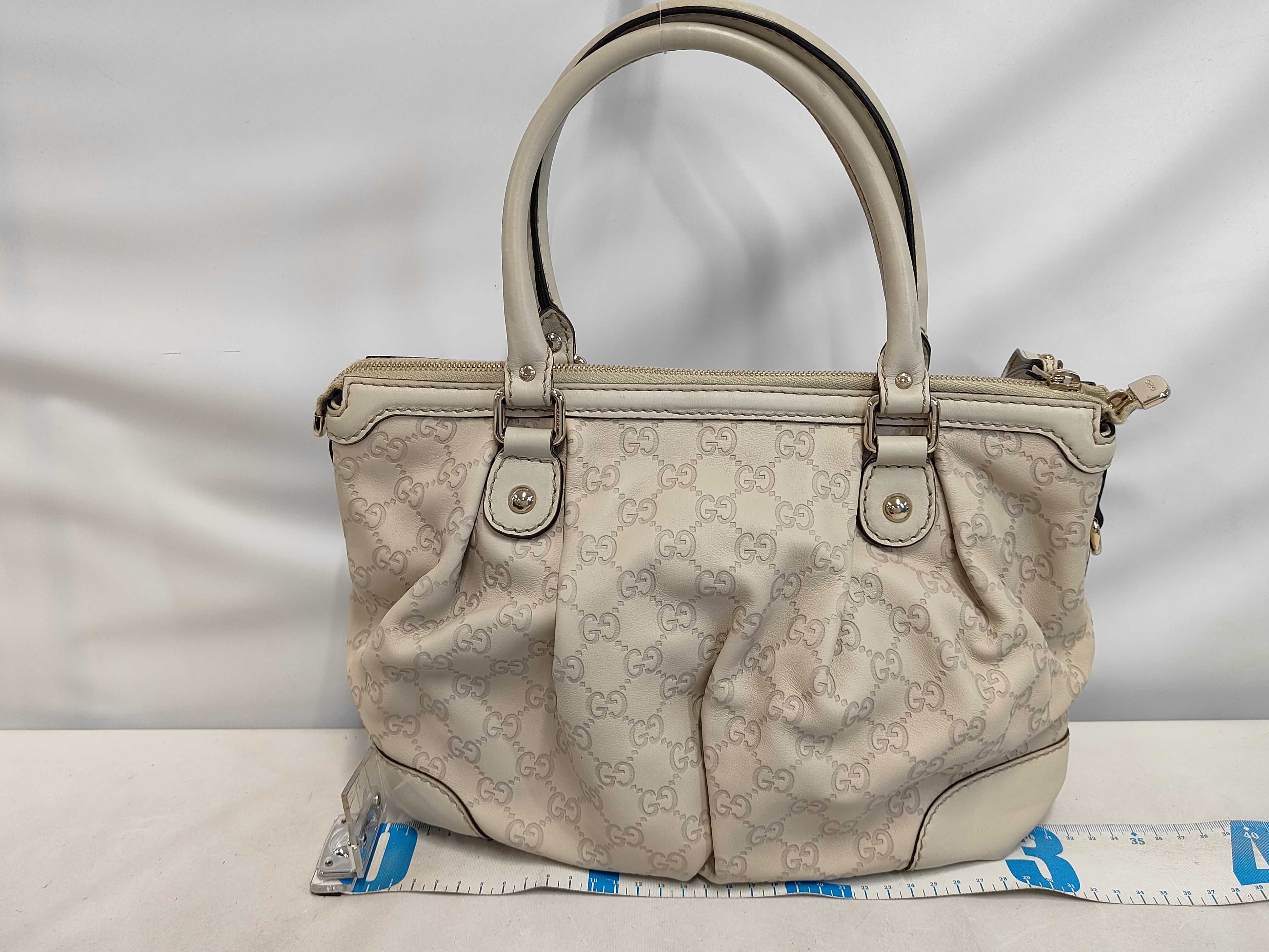 GG pattern Diamante full leather handbag, white, 247902 (handbag) — view 2