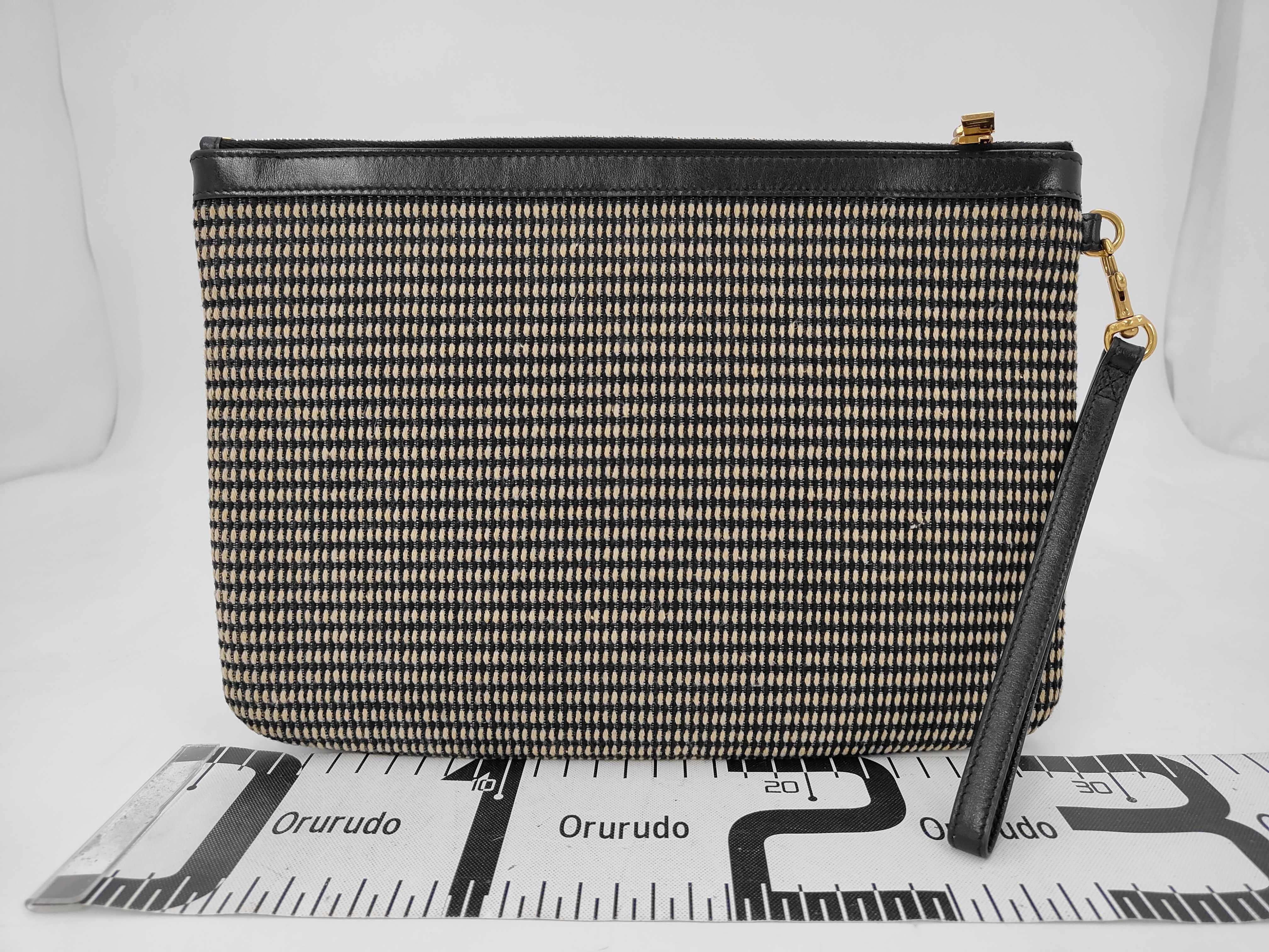 Rive Gauche Clutch Bag, Canvas, Black x Beige, Second Bag — view 2