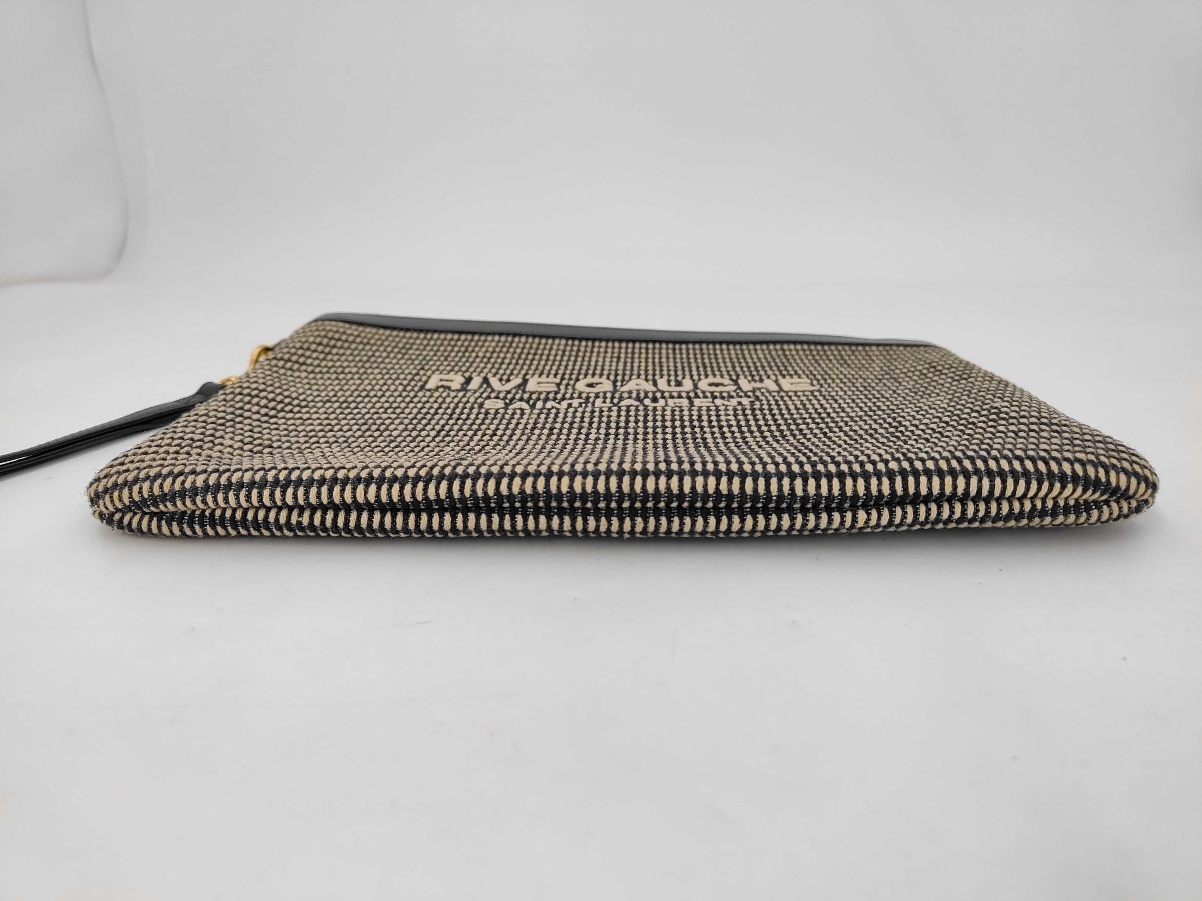 Rive Gauche Clutch Bag, Canvas, Black x Beige, Second Bag — view 7
