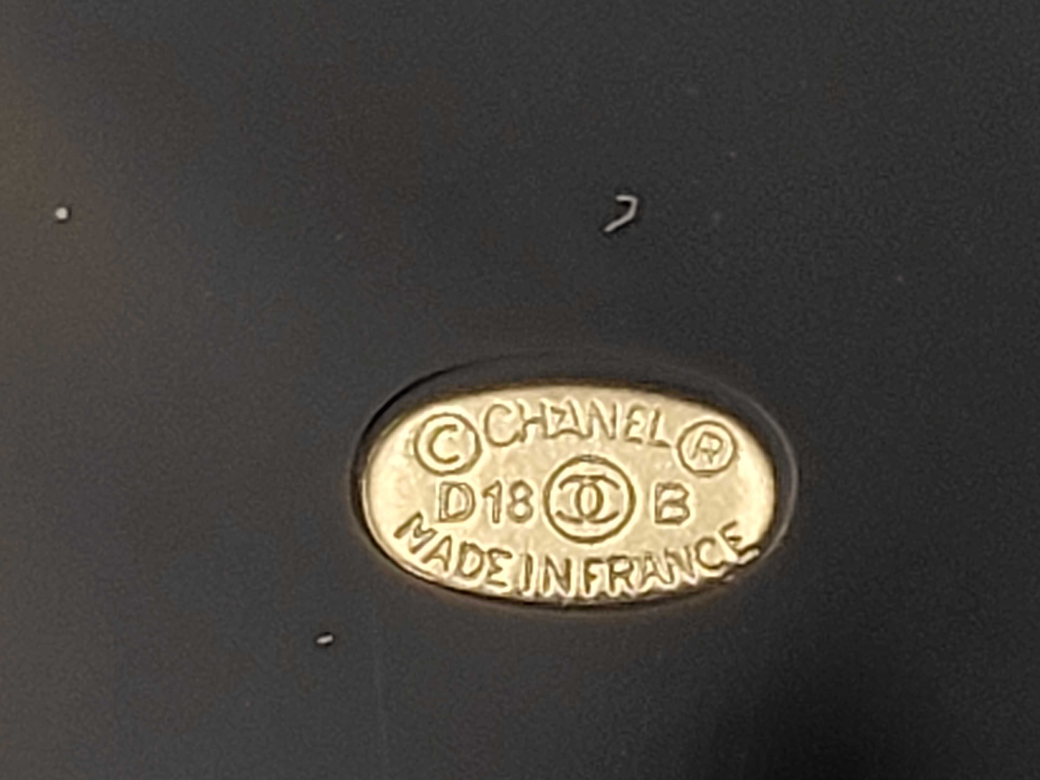 D18B Coco Mark Logo Pearl Plastic Brooch, Black Brooch — view 4