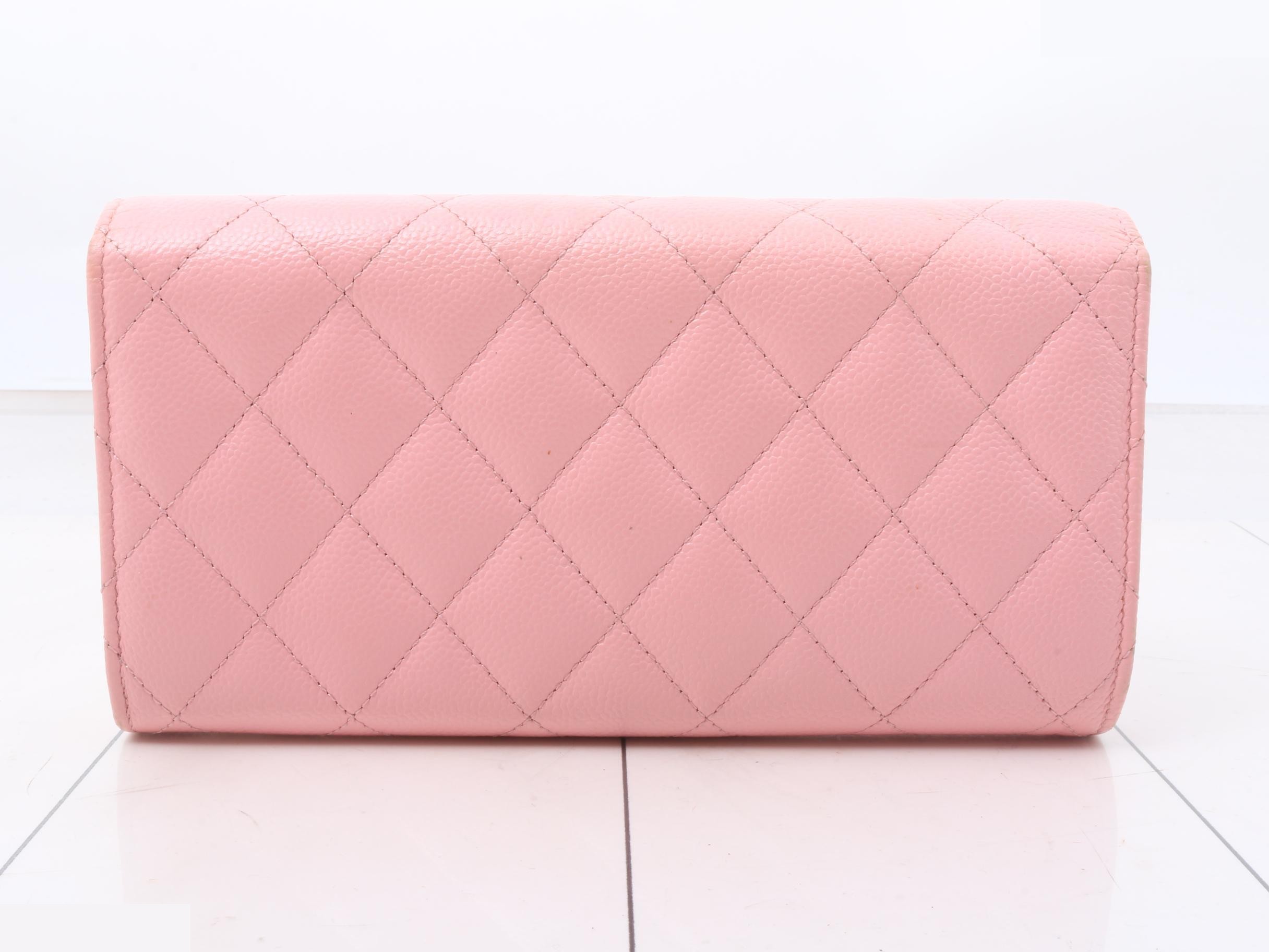 Caviar Skin (Bag) & Wallet - Long Flap Wallet - Pink — view 2