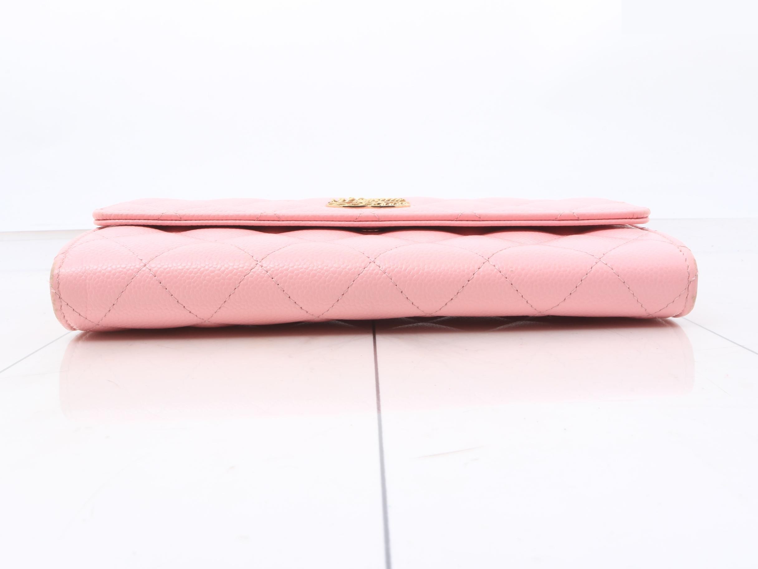 Caviar Skin (Bag) & Wallet - Long Flap Wallet - Pink — view 3