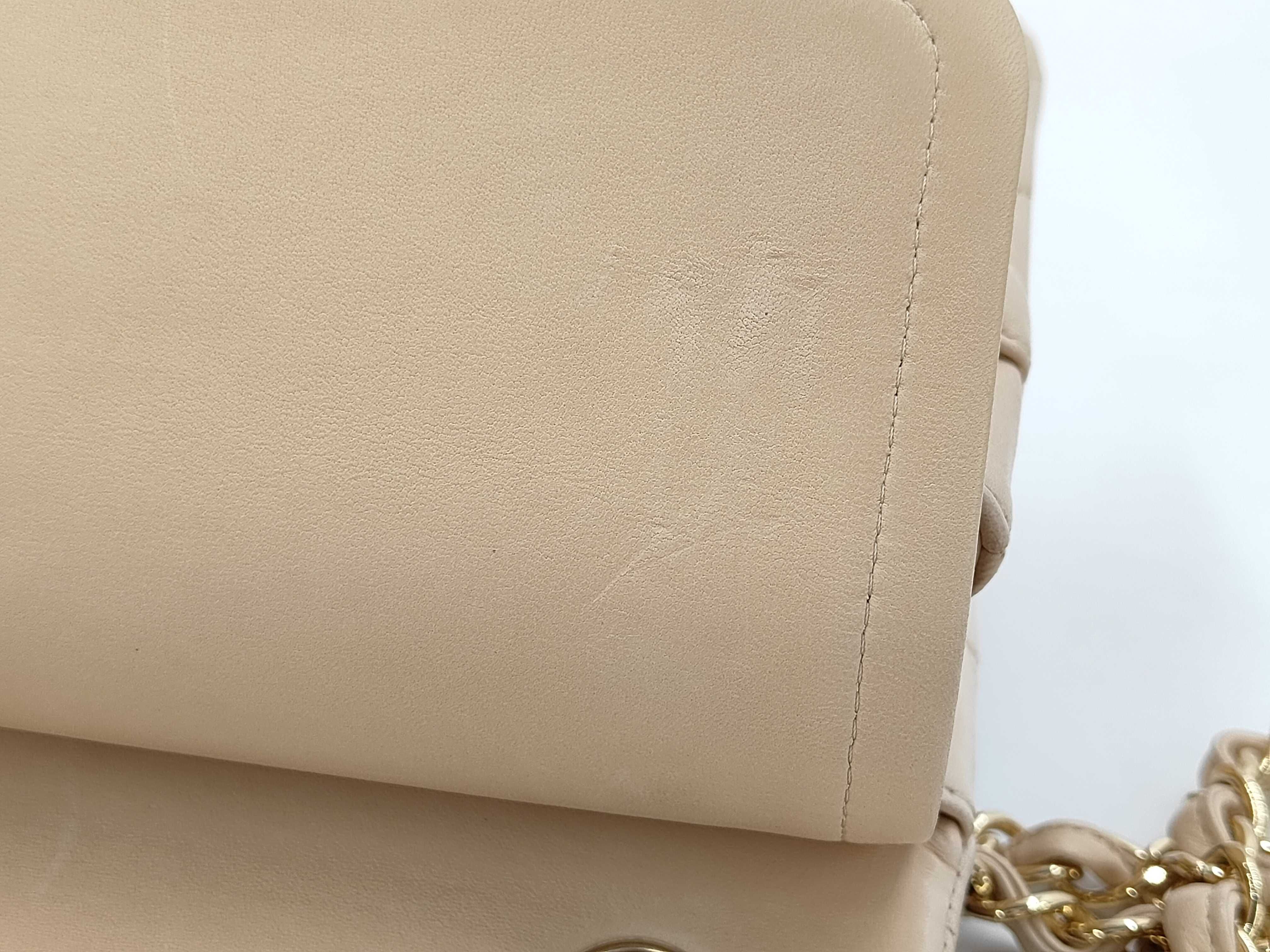 Matelassé 30 Double Flap Chain Shoulder Bag, Lambskin, Beige — view 12