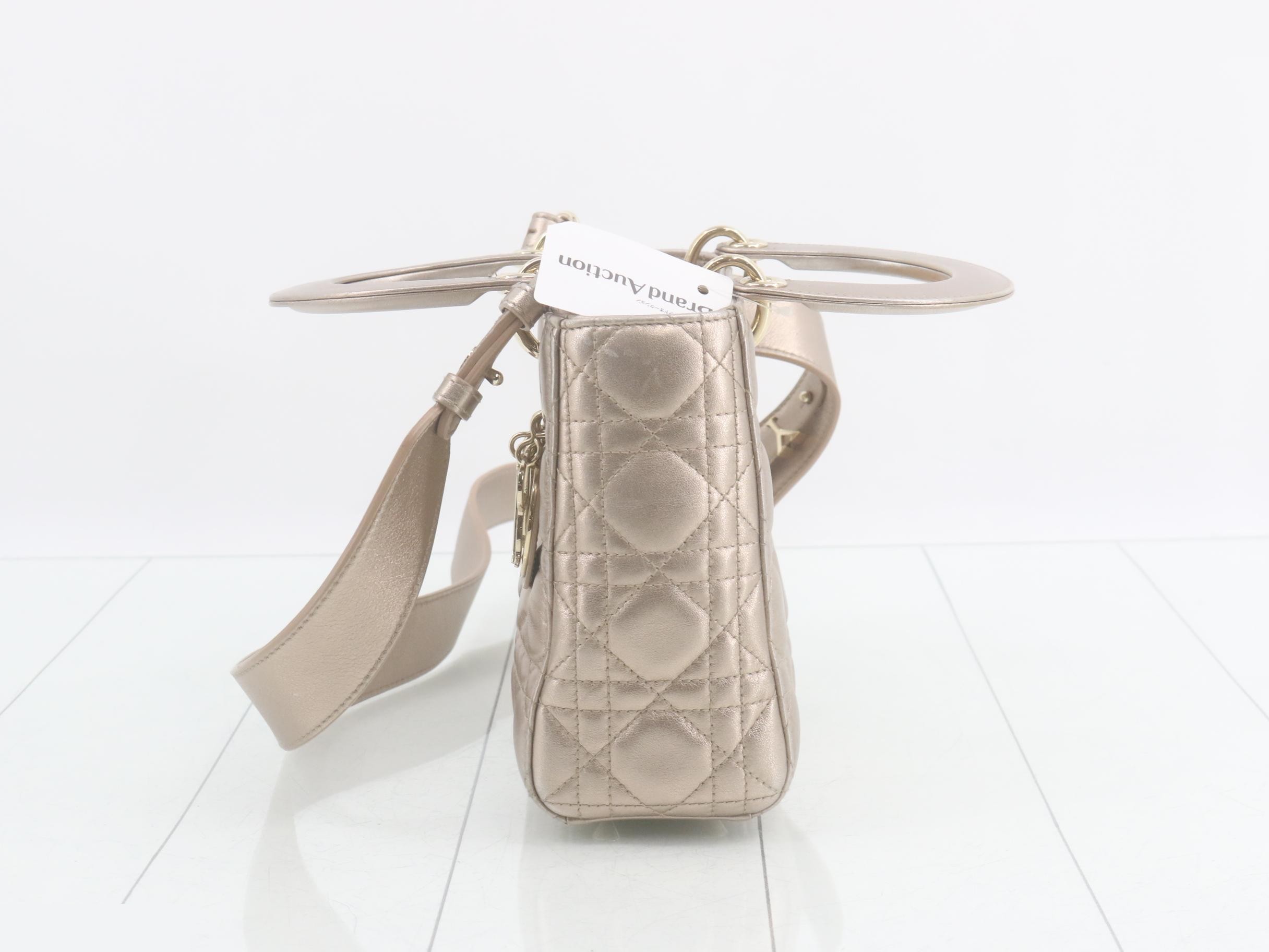 MyABC My Lady Dior Leather Gold 2-Way Handbag with Strap — view 3