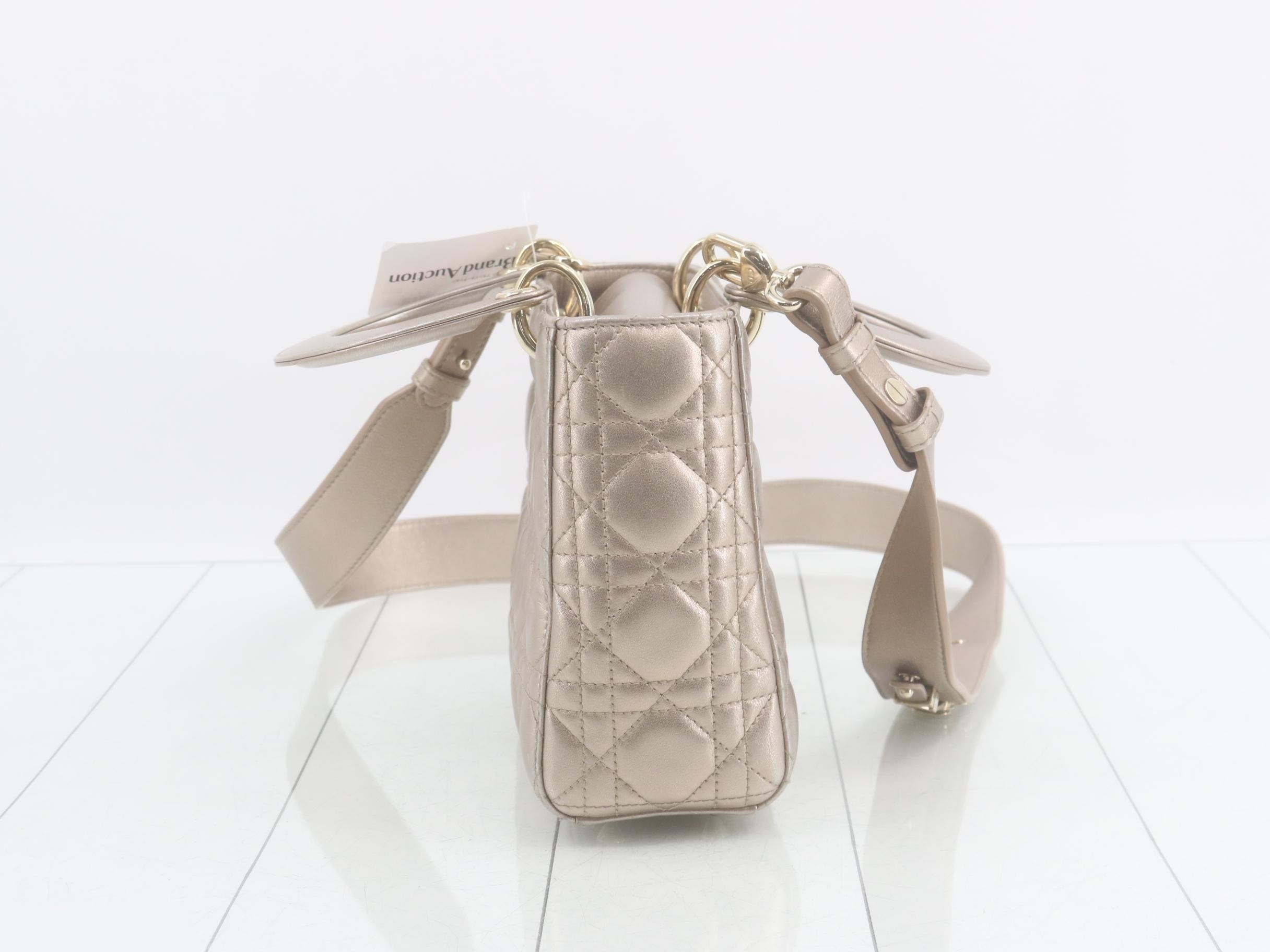 MyABC My Lady Dior Leather Gold 2-Way Handbag with Strap — view 4