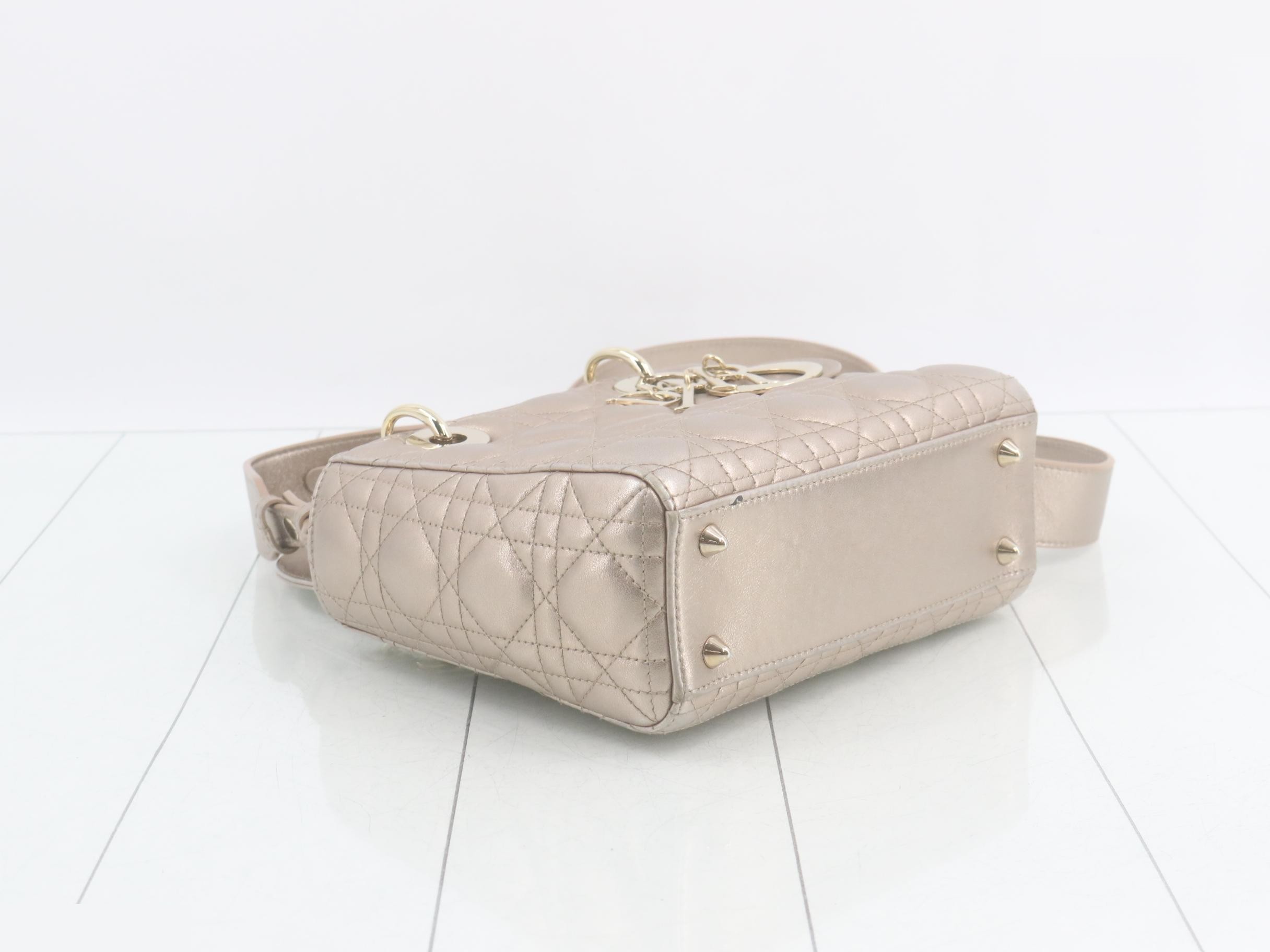 MyABC My Lady Dior Leather Gold 2-Way Handbag with Strap — view 5