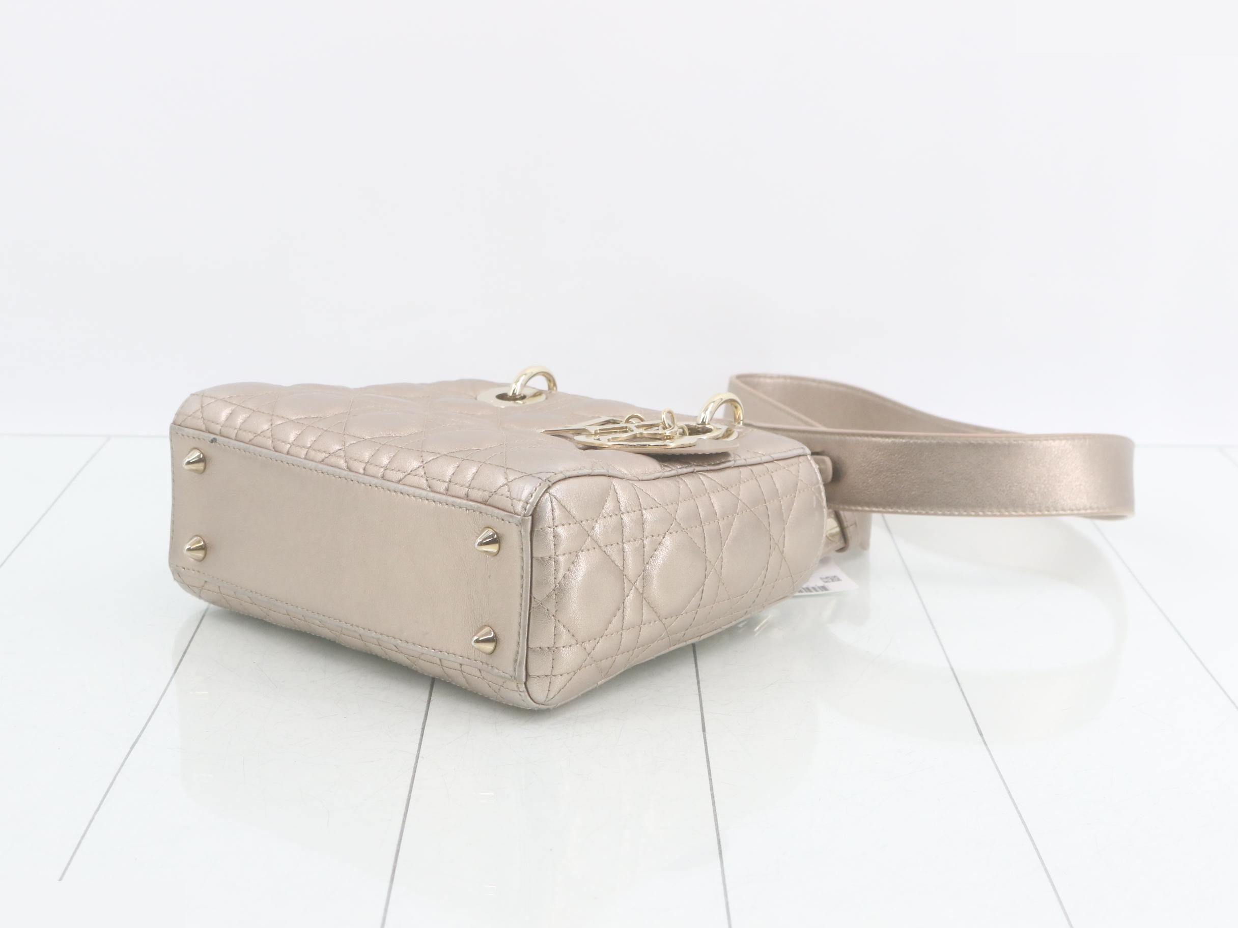 MyABC My Lady Dior Leather Gold 2-Way Handbag with Strap — view 6