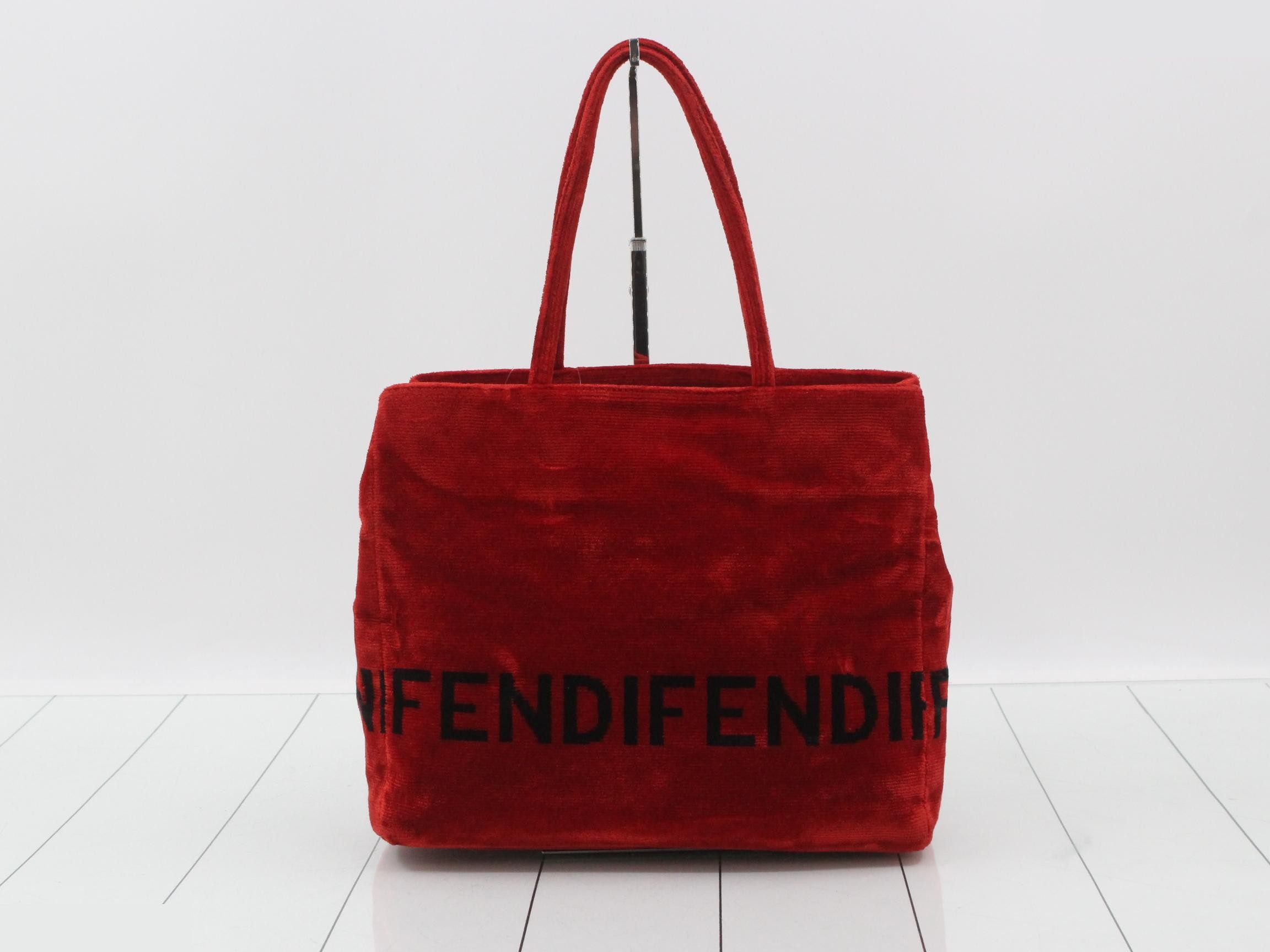 tote bag, red and black, velvet, logo. — view 2