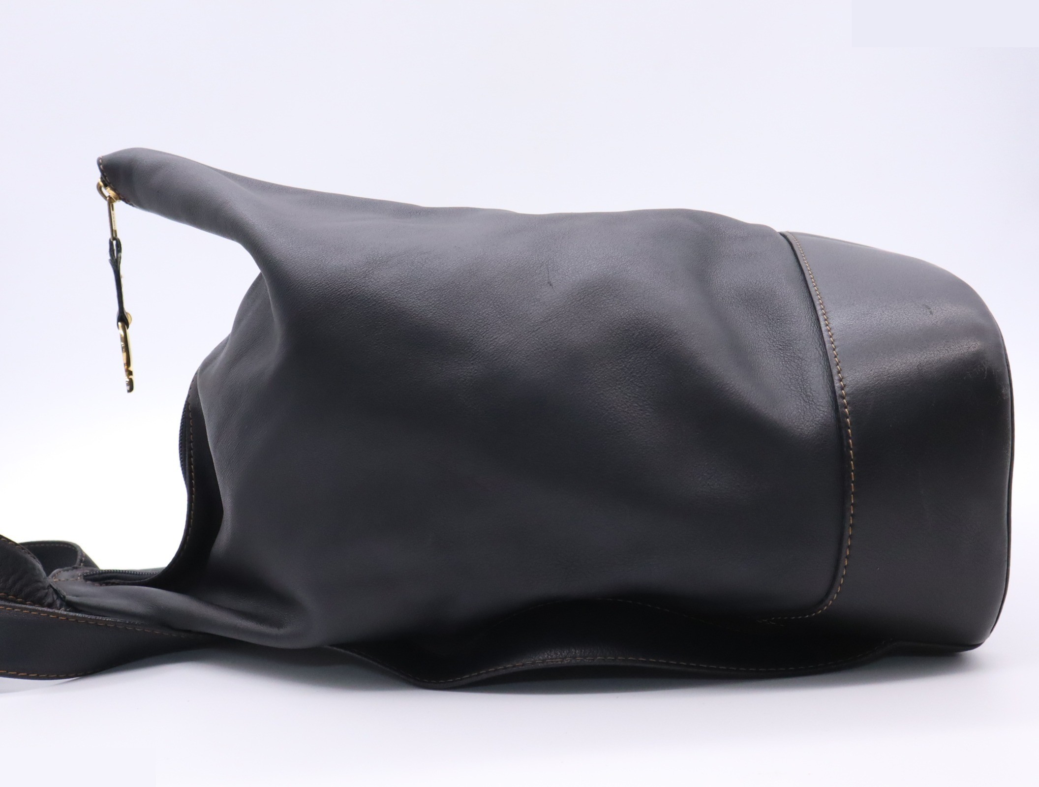 Leather Anton Backpack, Black, Gold Hardware — view 5