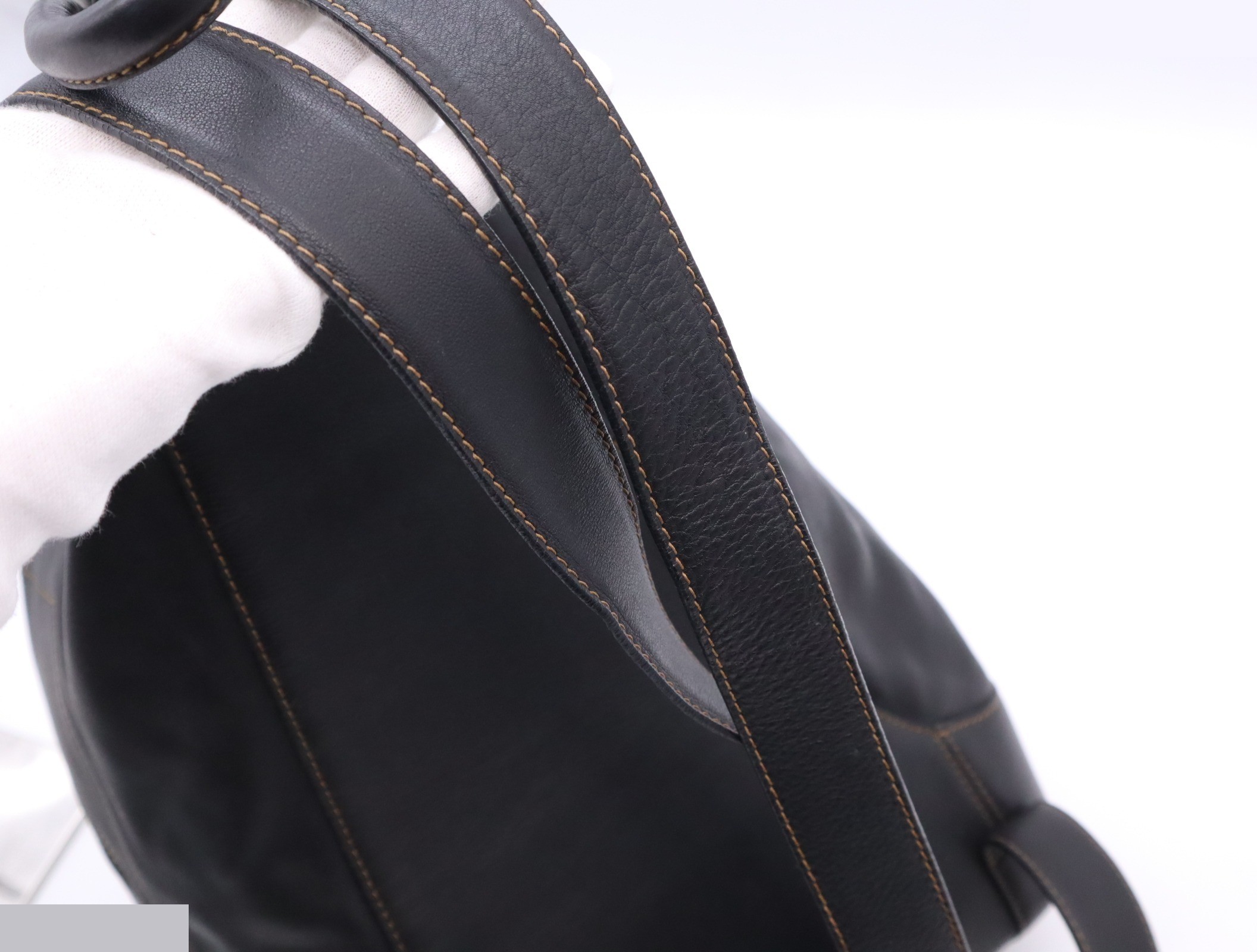 Leather Anton Backpack, Black, Gold Hardware — view 6